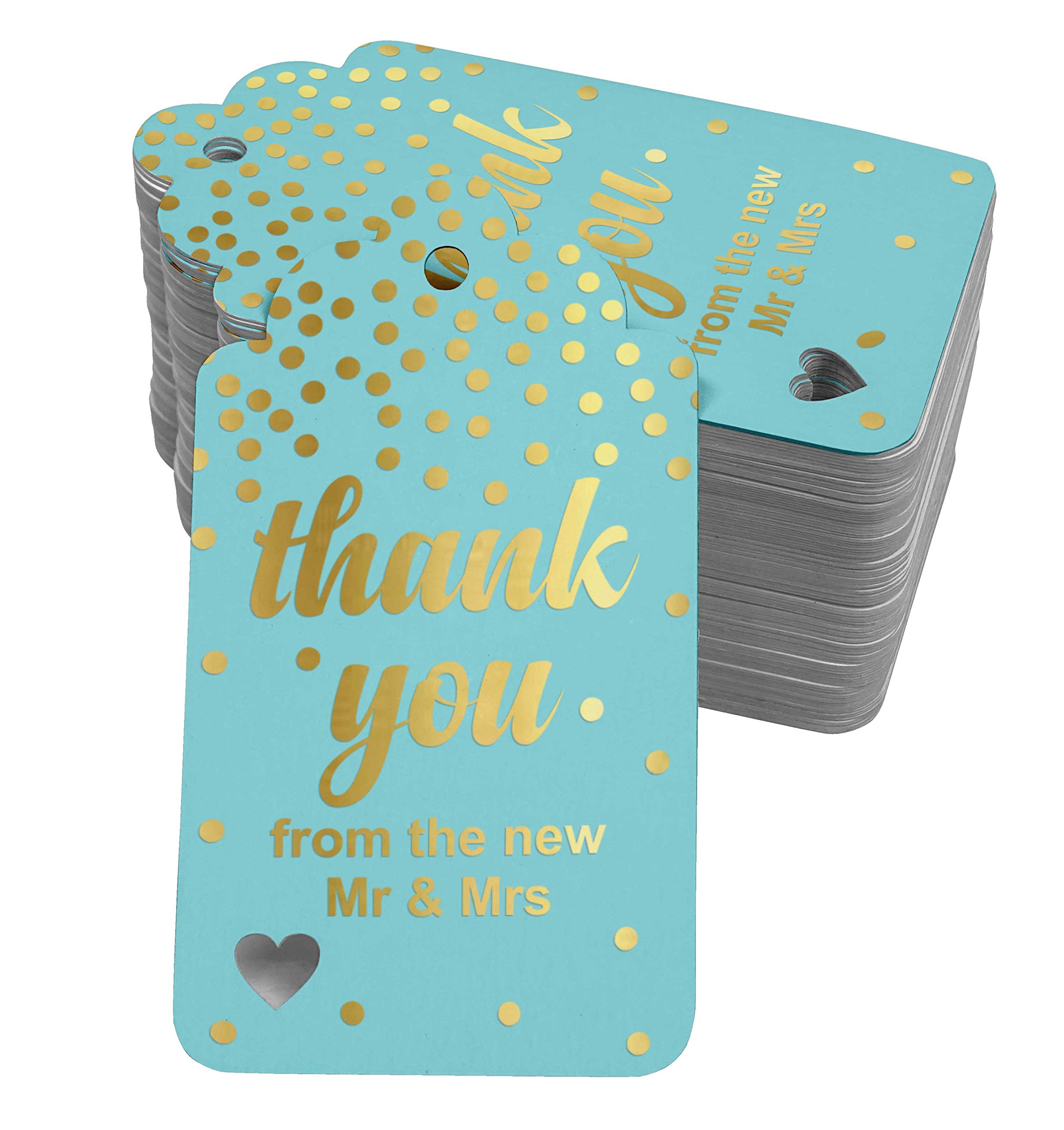 50 Pack Elegant Wedding Favor Thank You Tags - Premium Gold Foil Hanging Gift Tags for Bridal Shower, Anniversary & Party Favors - Perfect for DIY Crafts, Gift Wrapping & Special Occasions