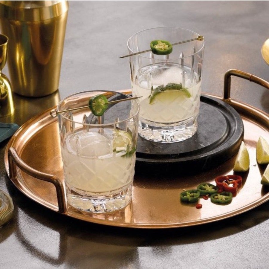 Premium Lismore Crystal Double Old Fashioned Whiskey Glasses - Set of 2 for Bourbon, Scotch & Cocktails - Elegant Barware for Home Entertaining & Gifts