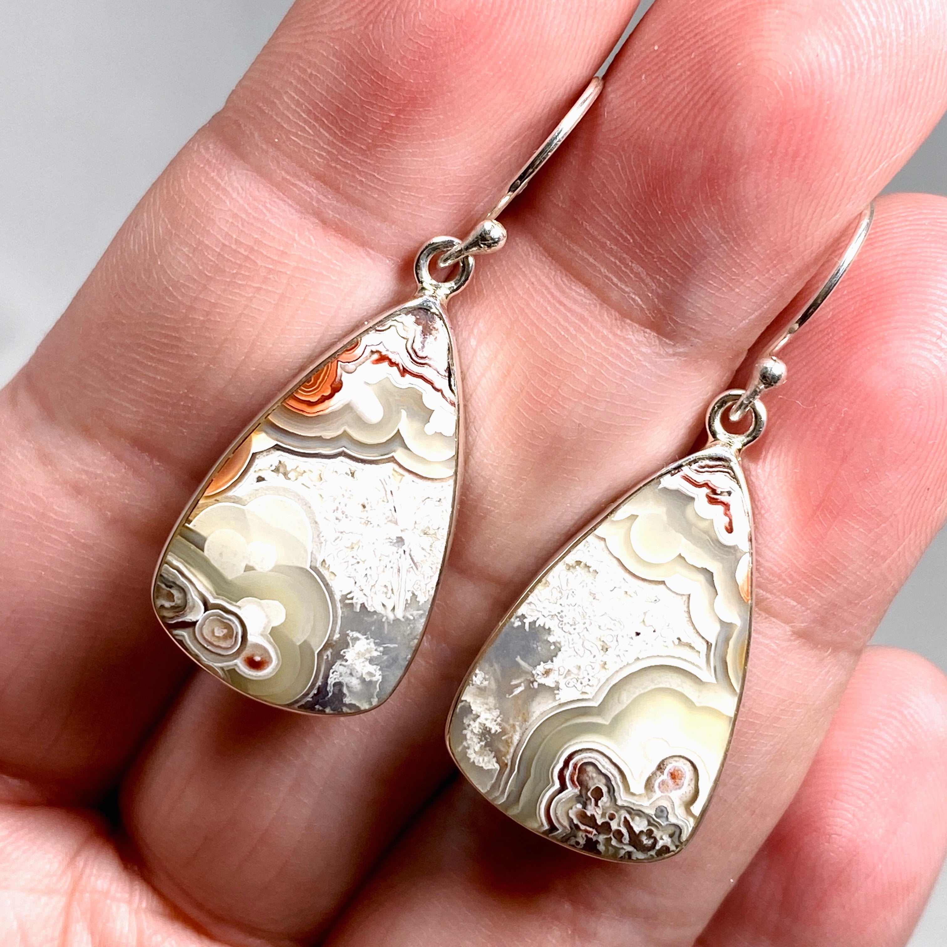 Mexican Crazy Lace Agate Teardrop Earrings - Handmade Sterling Silver Dangle Earrings for Women | Boho Chic Jewelry for Parties, Weddings & Special Occasions