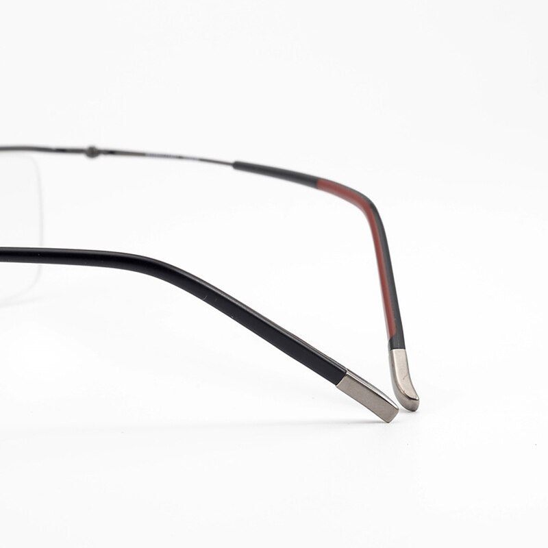 Bclear Titanium Semi-Rimless Square Eyeglasses for Men - Lightweight & Durable Frame (Model HL5502) - Perfect for Office, Reading & Everyday Use