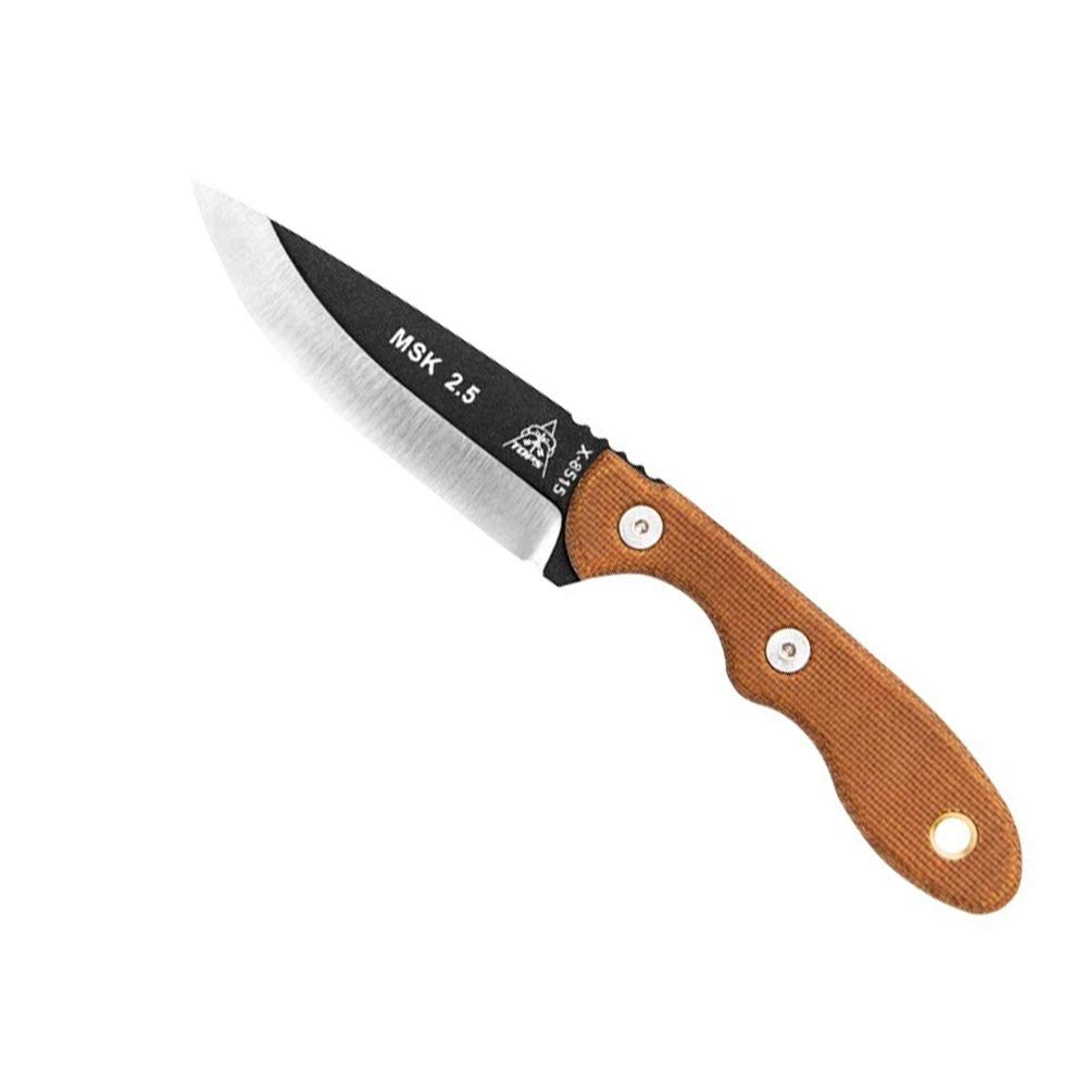 TOPS Knives Mini Scandi 3 Inch Drop Point Fixed Blade Knife - MSK-2.5 | Compact Outdoor Survival Knife for Camping, Hunting, and Bushcraft | Durable Carbon Steel Blade with Ergonomic Handle
