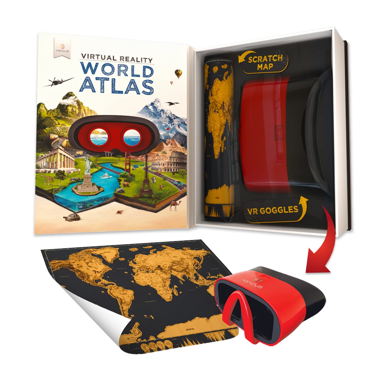 Interactive VR World Atlas Gift Box - Illustrated STEM Learning Activity Set for Kids Ages 8+ | Virtual Reality Geography Education & Classroom Teaching Aid