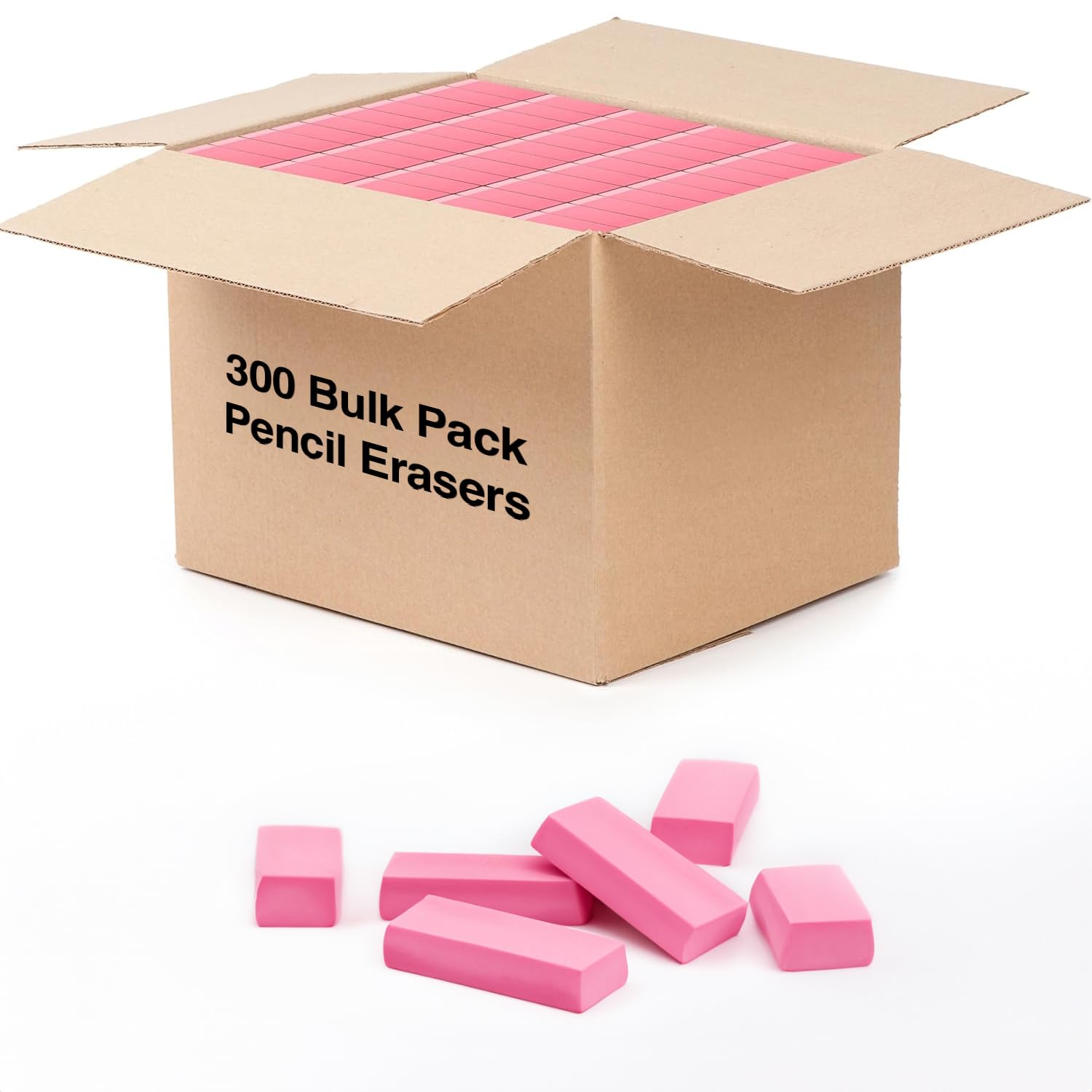 **Bulk Pink Erasers for Kids - Latex-Free, 300-Pack for School & Art**