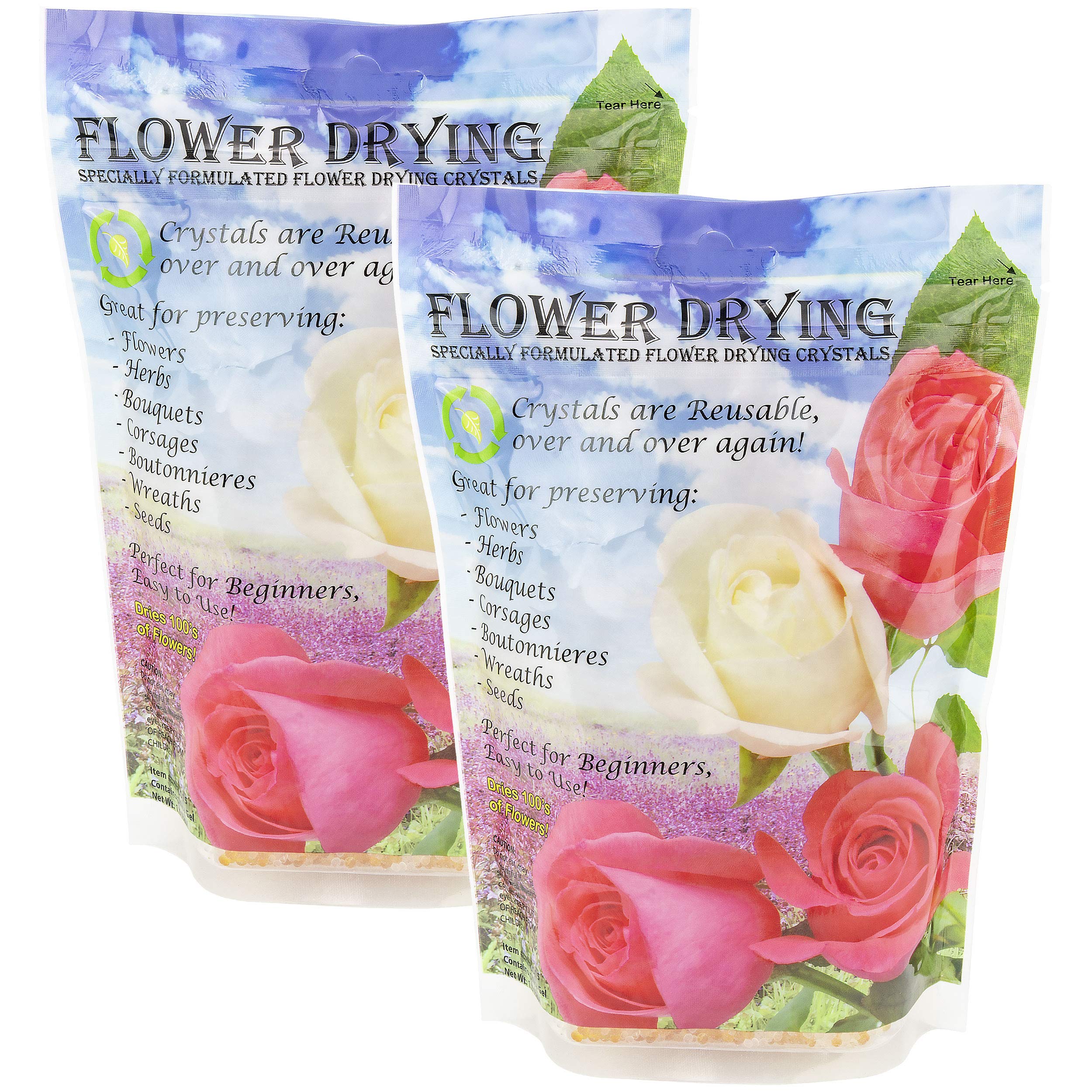 Premium Silica Gel Flower Drying Crystals - Fast Drying & Preserving Flowers, Wedding Bouquets, DIY Crafts - 1.5lb White & Orange Silica Beads (Pack of 2) - Perfect for Floral Arrangements, Pressed Flowers & Keepsakes