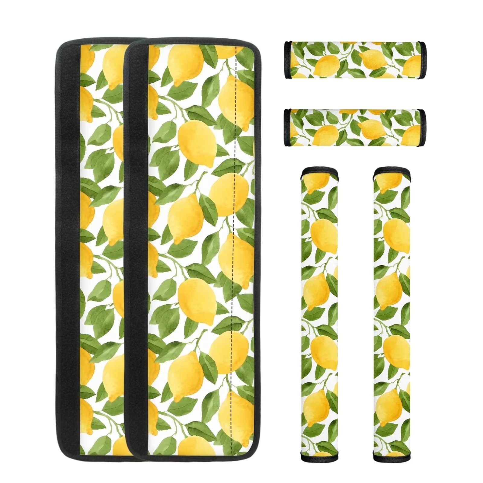 6-Pack Washable Non-Slip Refrigerator & Oven Door Handle Covers - Anti-Smudge, Stain-Resistant Kitchen Appliance Protectors (White with Lemon Leaf Pattern) - Perfect for Keeping Handles Clean in Homes, Restaurants, and Commercial Kitchens
