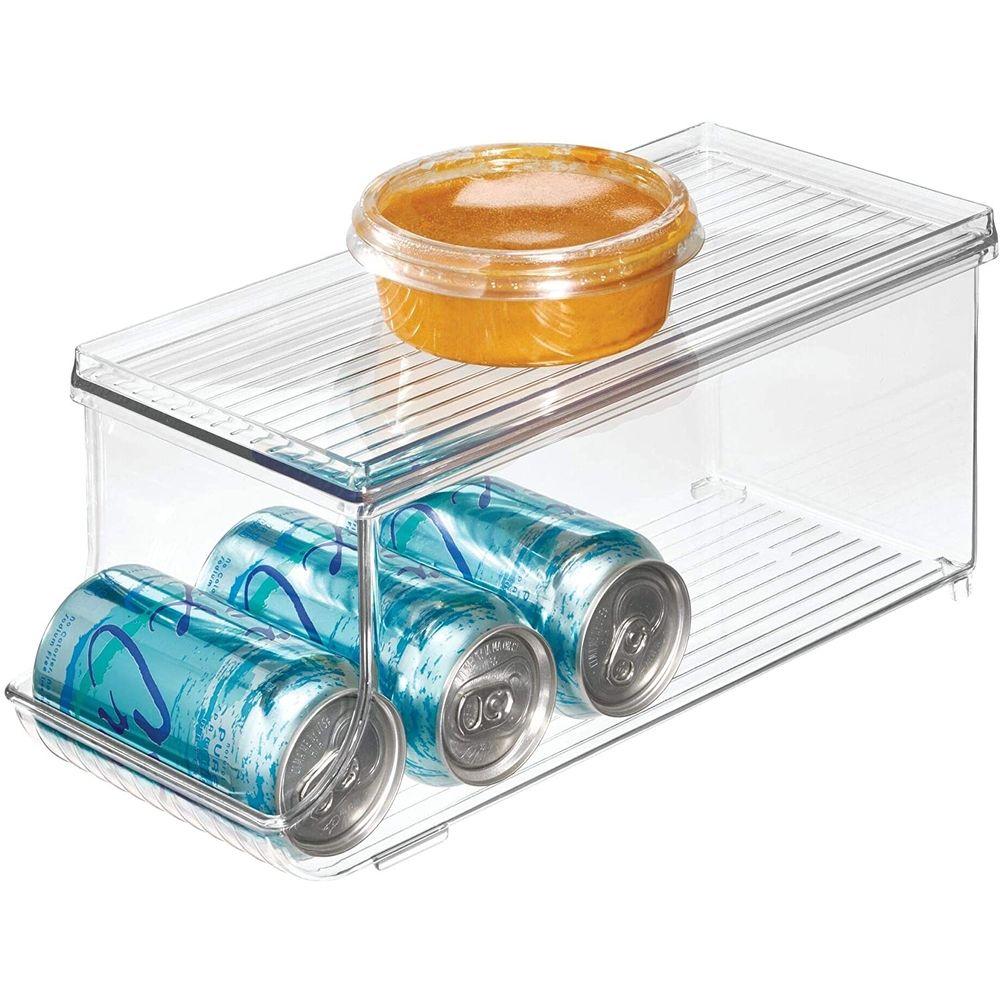 iDesign Linus Fridge Binz Can Organizer Plus - Space Saving Soda & Beer Can Storage for Refrigerator - Perfect for Kitchen, Pantry & Party Organization