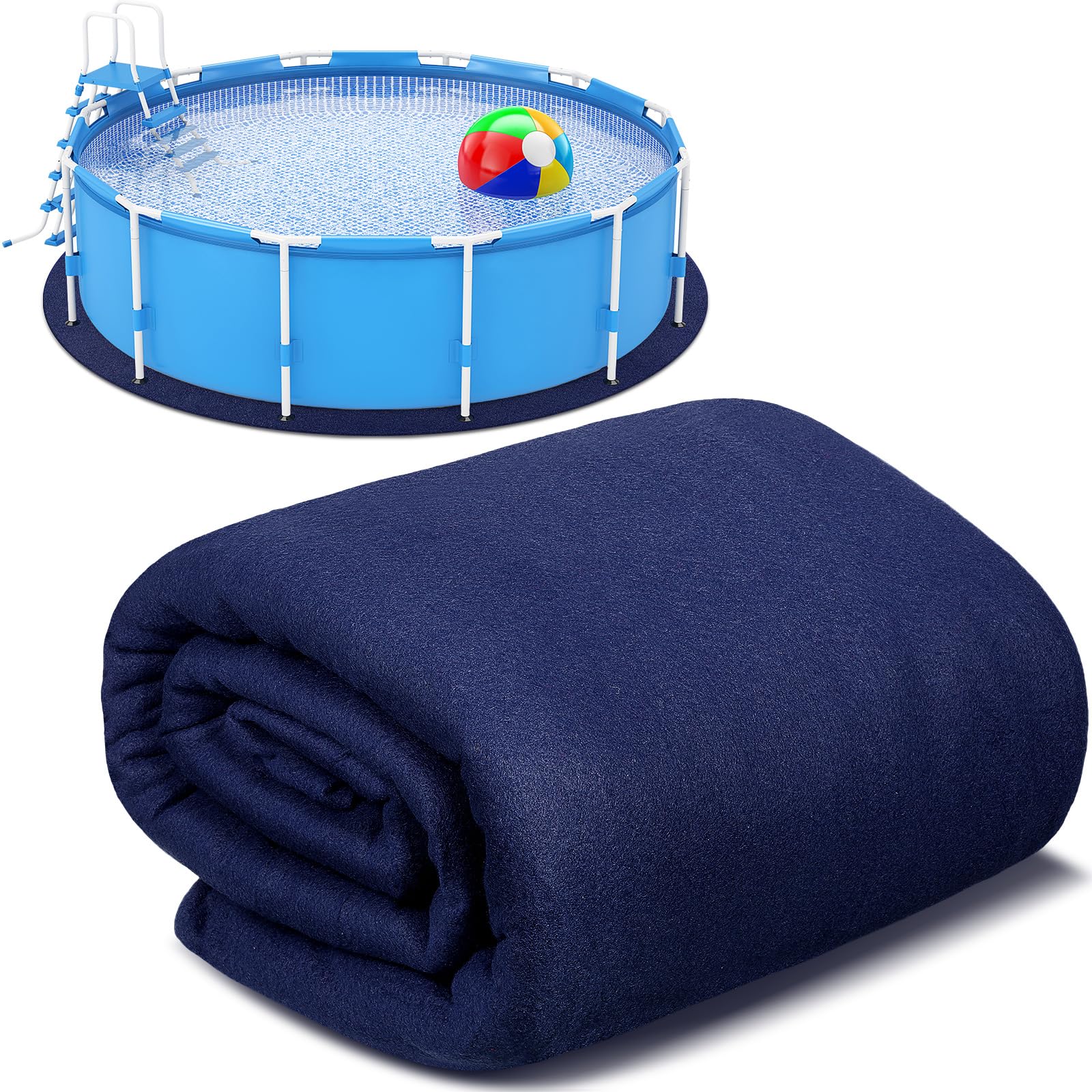 18 ft Round Puncture Resistant Pool Liner Pad - Durable Polyester Geotextile Floor Mat for Above Ground Swimming Pools | Navy Blue Underlay for Pool Bottom Protection | Perfect for Backyard, Patio & Outdoor Pool Installations