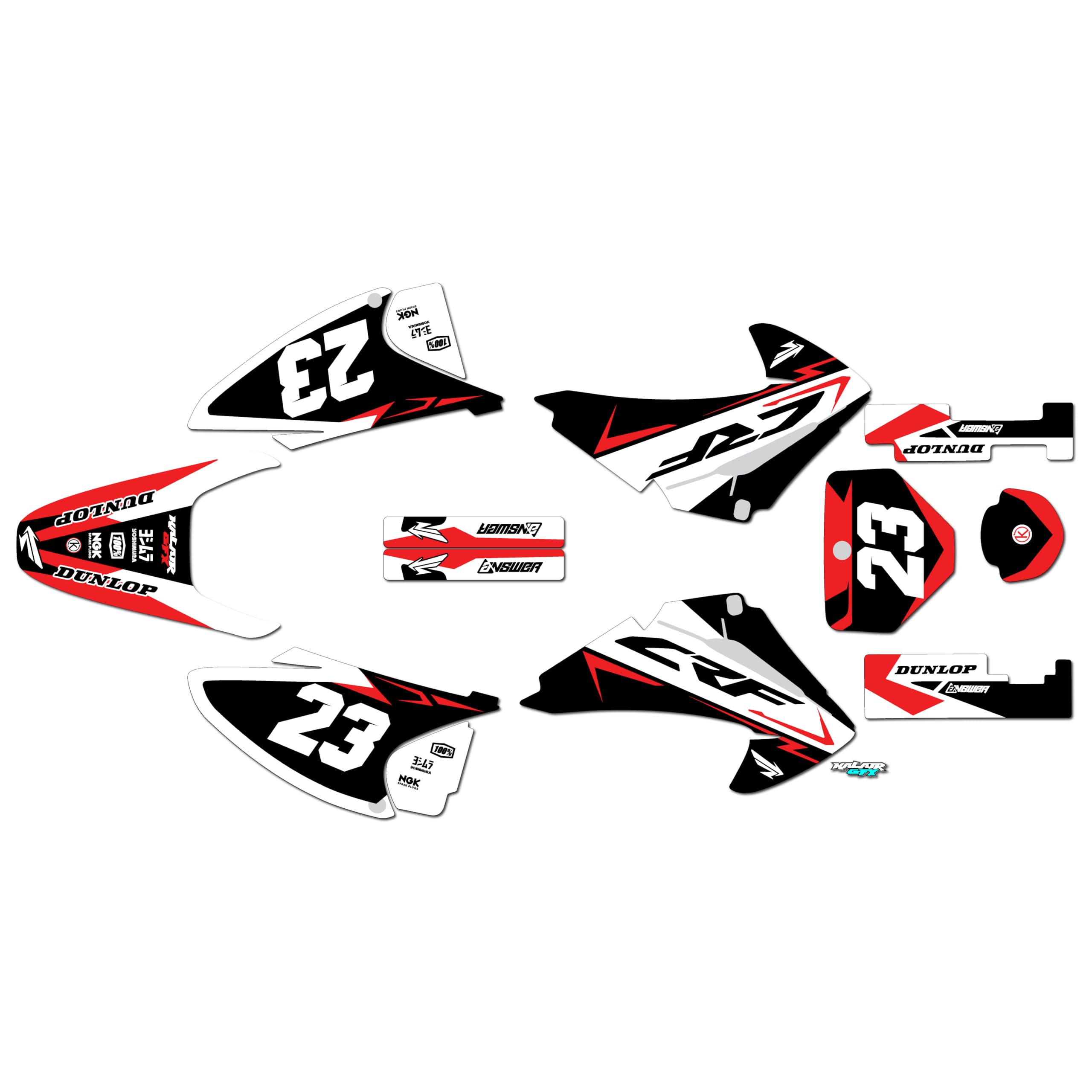 Honda CRF230F (2003-2007) Evader Series Red Black 16 Mil Dirt Bike Graphics Kit - High-Quality Motorcycle Stickers & Racing Decals for Motocross, Pit Bikes & Off-Road Adventures - Durable Vinyl Accessories for Enhanced Style & Protection