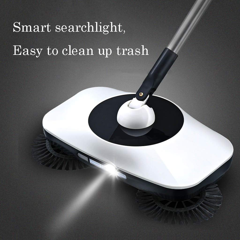NLIAN 360° Rotating Hand Push Sweeper - Magic Spinning Broom with L-Shaped Handle for Effortless Household Cleaning (White) | Perfect for Hard Floors, Tile, Wood & Pet Hair Removal