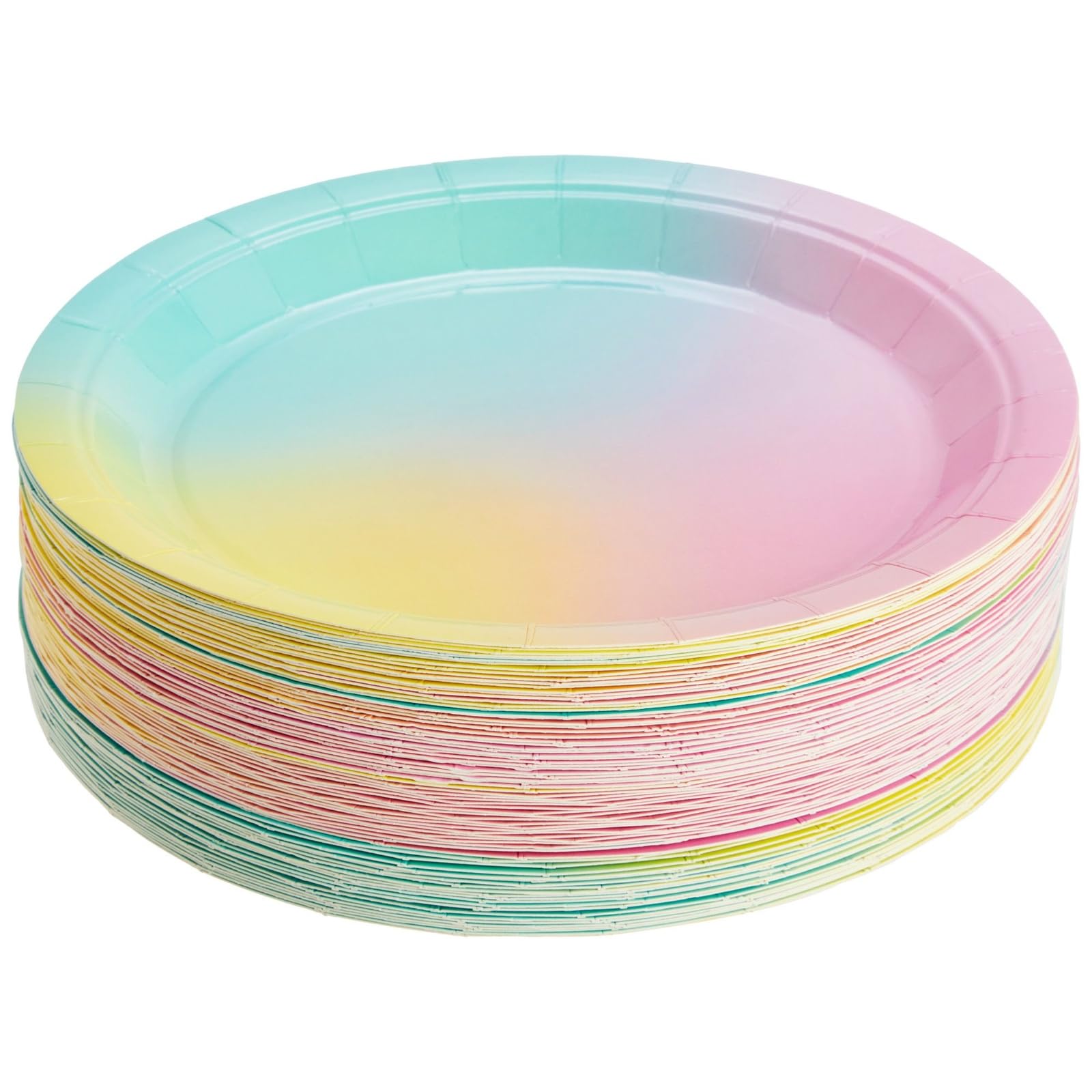 Pastel Rainbow Party Supplies - 80 Pack of 9 Inch Disposable Paper Plates for Birthday, Baby Shower & Bridal Shower Decorations