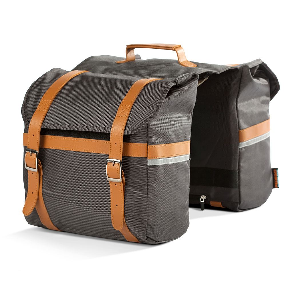 Premium Black Leather Pannier Bag for Bicycle Commuting - Durable & Stylish Bike Accessory for Urban Riders