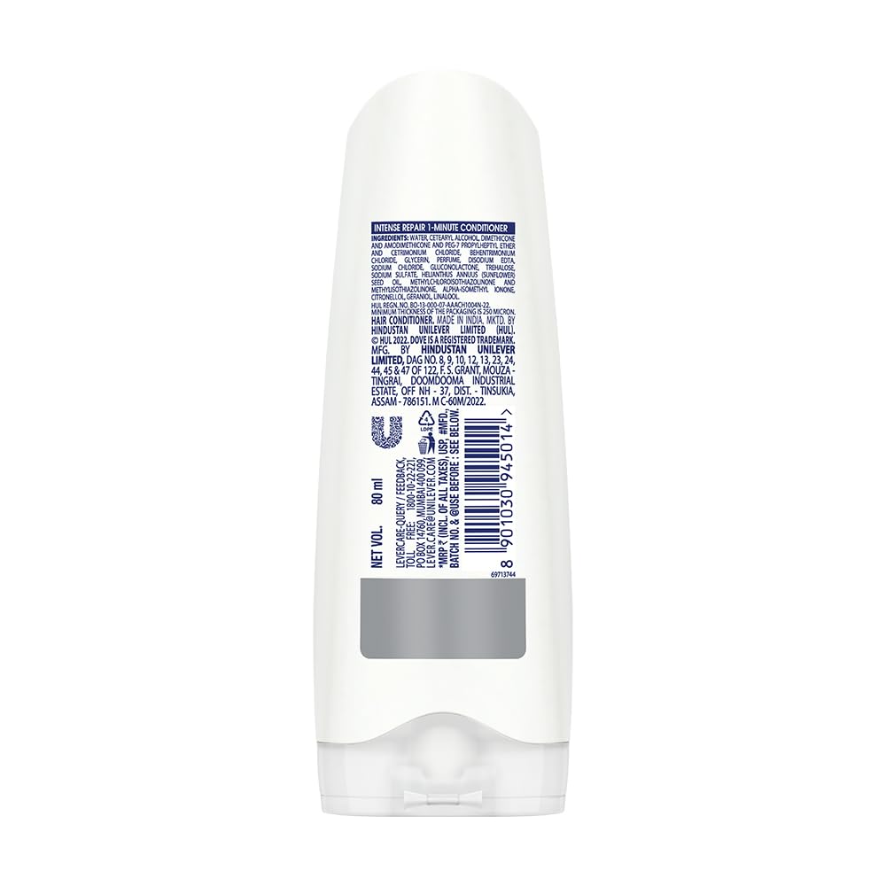 Dove Intense Repair Hair Conditioner for Damaged & Frizzy Hair - 2.6 oz (75ml) - Deep Moisturizing Treatment for Dry, Brittle Hair - Perfect for Daily Use & Post-Color Care