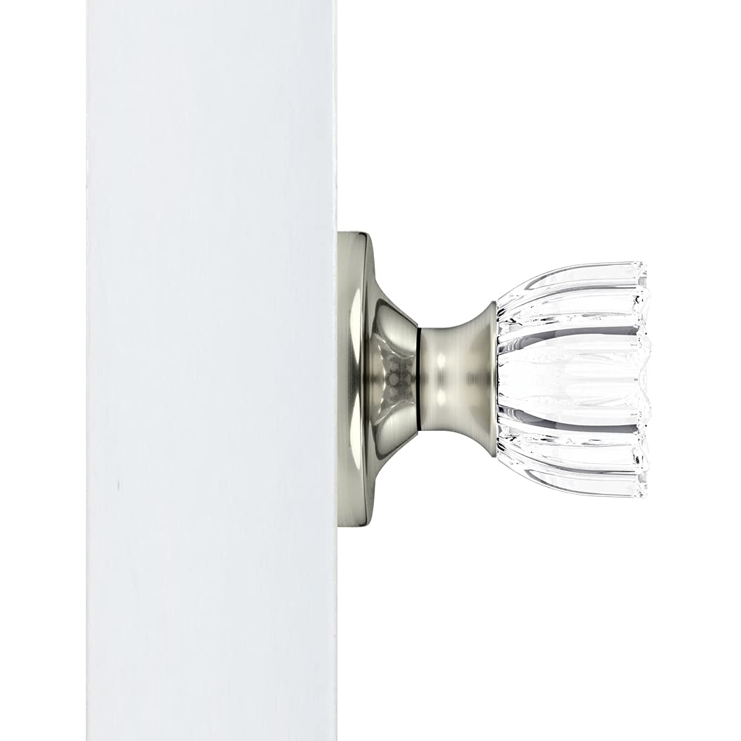 (10 Pack) Vintage Fluted Crystal Door Knobs - Satin Nickel Finish with Round Rosette - Perfect for Home Renovation, Cabinet & Furniture Upgrade