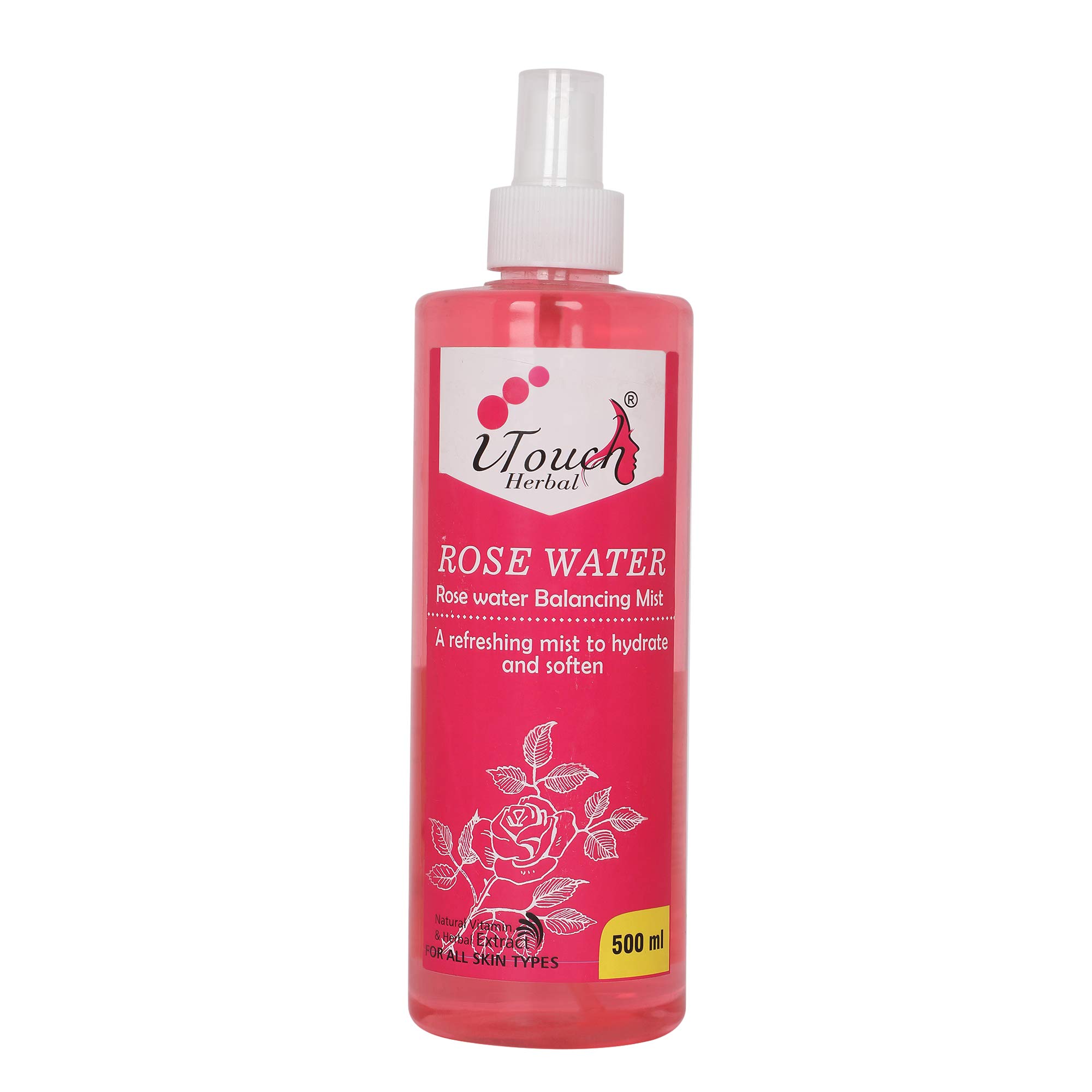 Organic Herbal Rose Water 500ml - Hydrating Facial Toner for Glowing Skin | Perfect for Daily Skincare, Makeup Setting & Aromatherapy