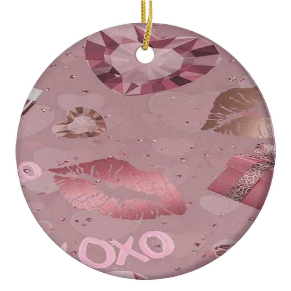 9 Pack Christmas Ornaments - Colorful Lips Ceramic Holiday Decorations (2.85in) for Xmas Tree, Valentines Day & Spring | Perfect for Home, Office & Gift Giving