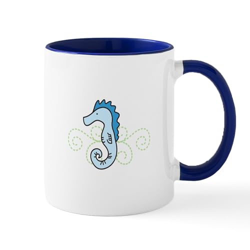 White/Navy Inside - .Seahorse Mugs