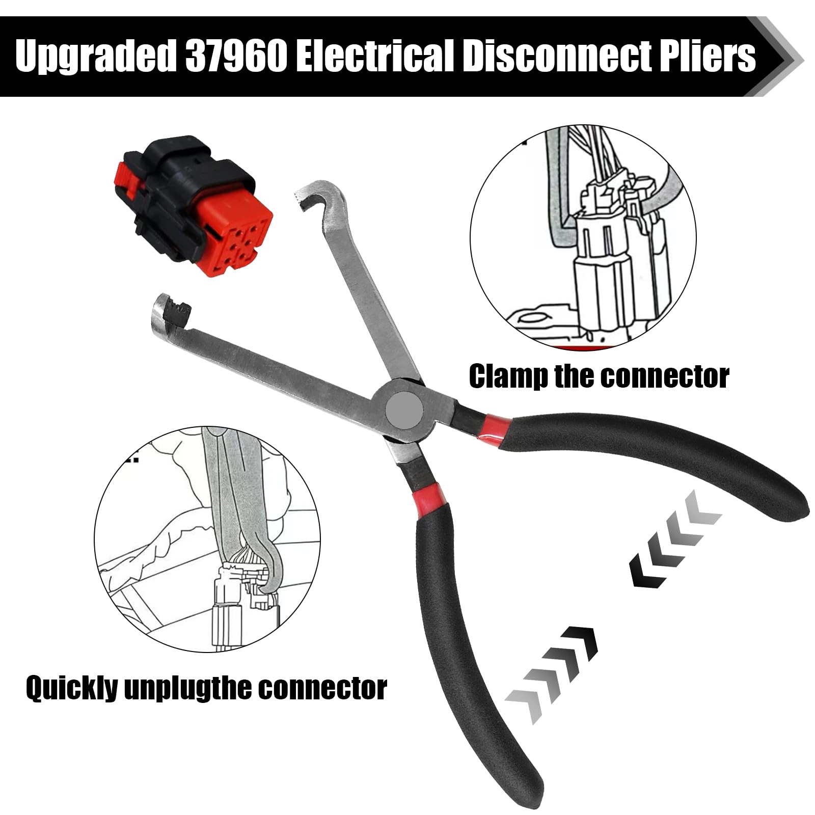 37960 Electrical Disconnect Pliers - Professional Automotive Connector Removal Tool for Push-In Plugs, Spark Plug Disassembly & Air Flow Sensor Repair - Ideal for Mechanics & DIY Car Maintenance