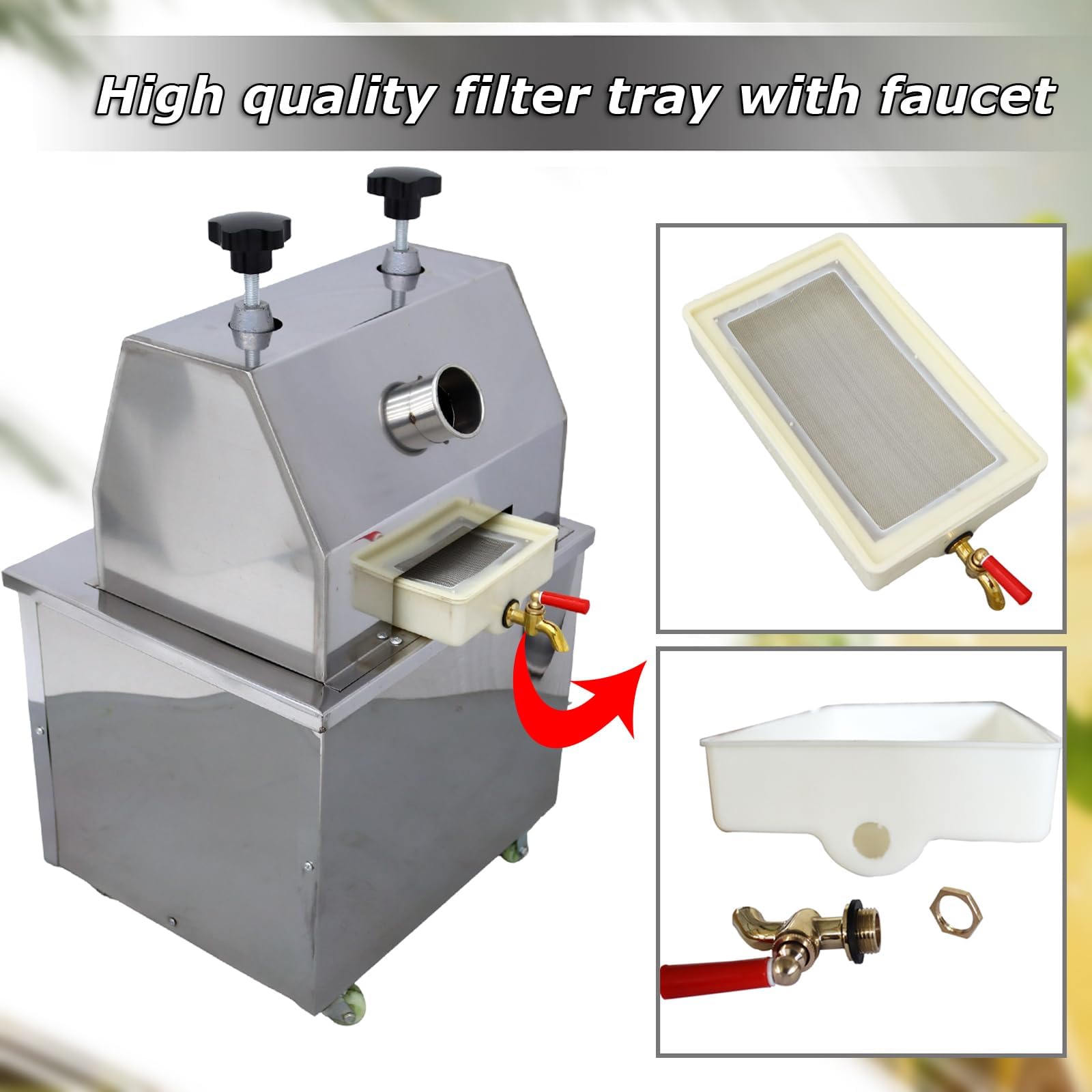 INTSUPERMAI Commercial Electric Sugar Cane Juicer Machine - 110V Heavy Duty Juice Extractor with 3 Stainless Steel Rollers & 2 Blades - Perfect for Restaurants, Juice Bars & Home Use - Make Fresh Sugarcane Juice for Drinks, Cocktails & Healthy Beverages