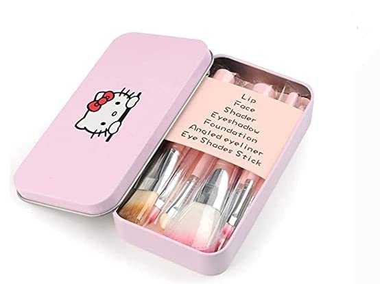 Soft Bristle 7-Piece Pink Makeup Brush Set with Beauty Blender for Flawless Makeup
