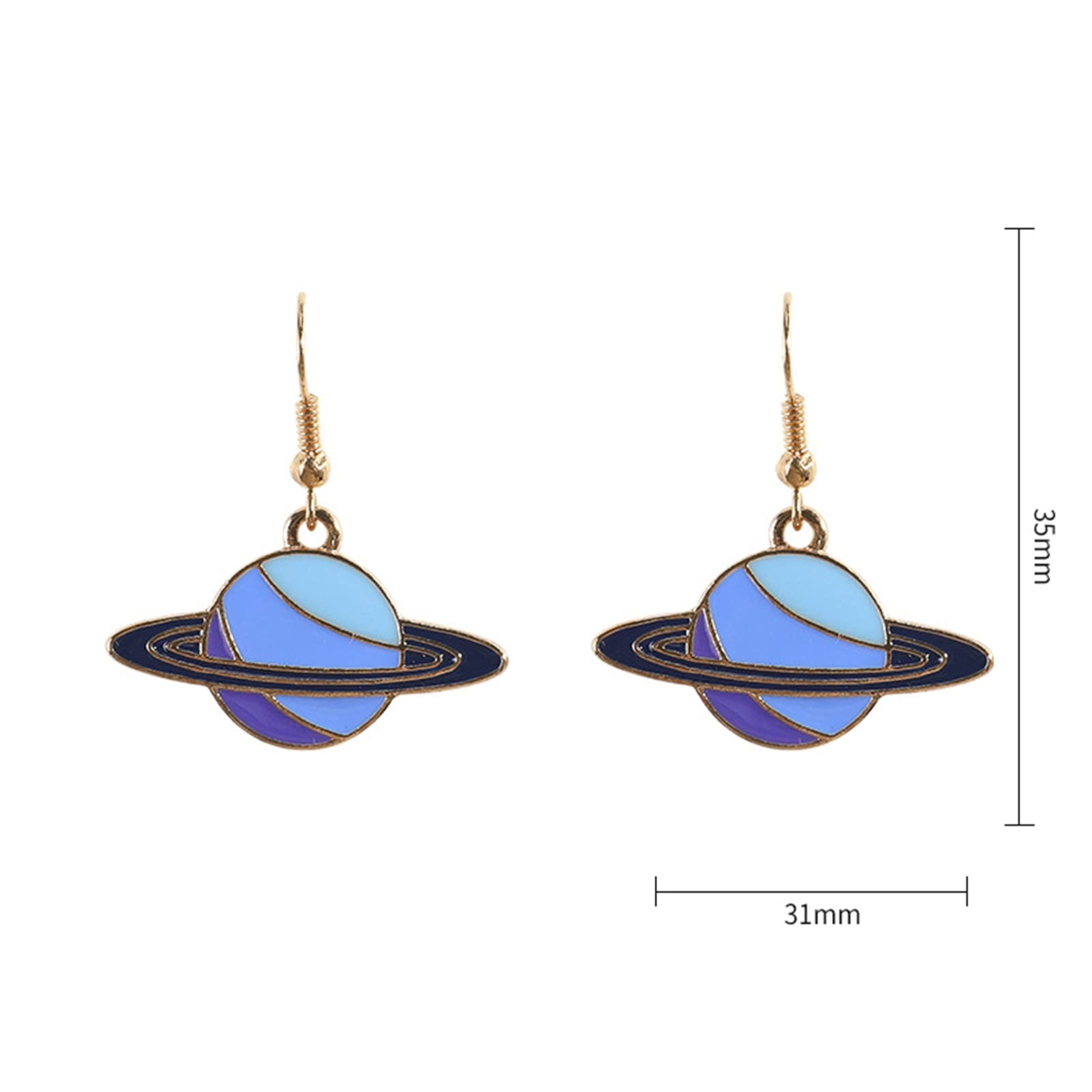 Acrylic Flying UFO Drop Earrings with Moon & Stars - Cute Spaceman Saucer Planet Dangle Earrings for Women | Astronaut Novelty Jewelry Gift for Sci-Fi Lovers, Cosplay & Everyday Wear