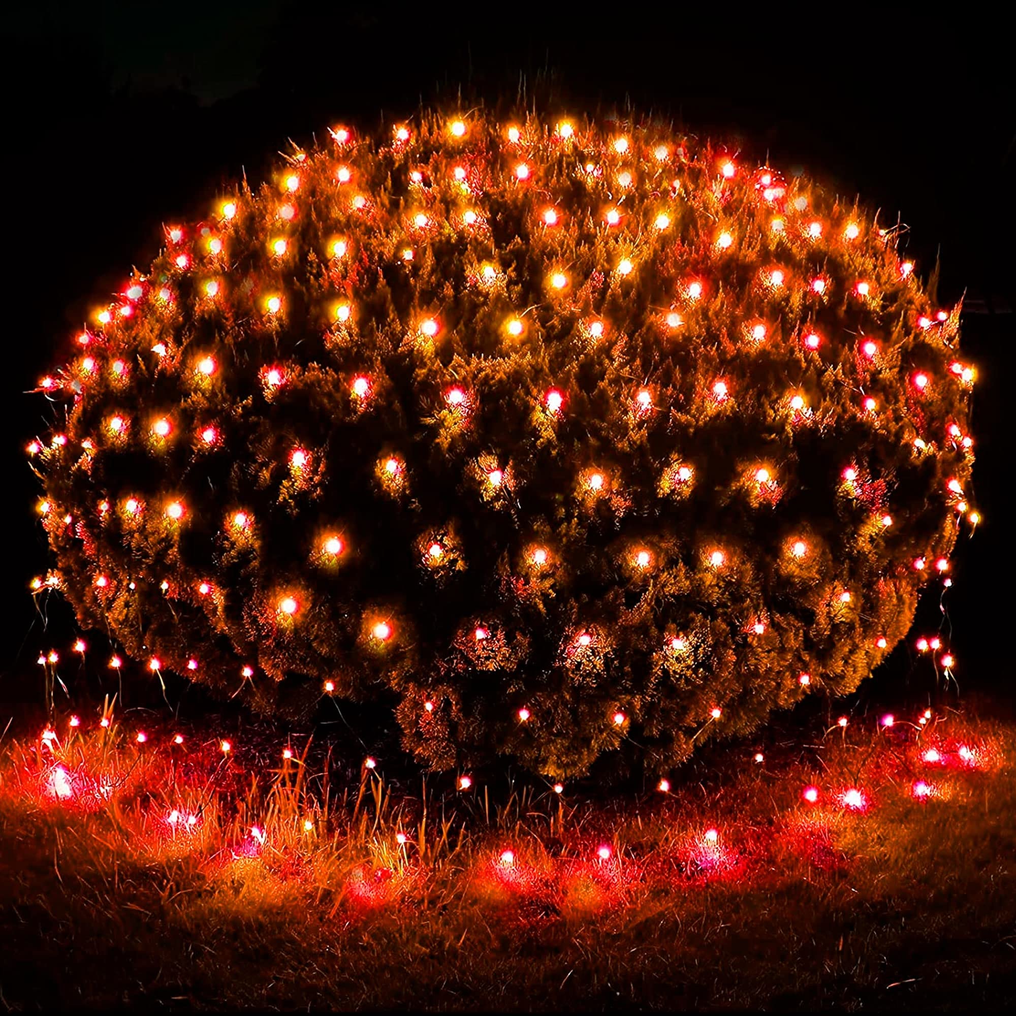 200 LED Halloween Net Lights - 9.8 FT x 6.6 FT Connectable Waterproof Outdoor Decorations with 8 Lighting Modes for Garden, Holiday Party, Christmas, Yard & Patio Decor (Orange)