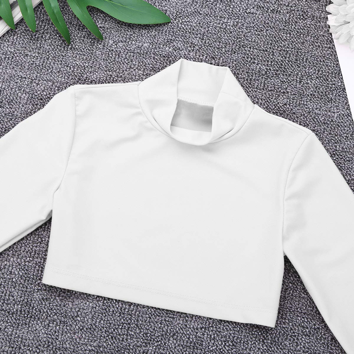 Nikiikoo Girls Long Sleeve Turtleneck Dance Top - Ballet Gymnastics Sports Crop Shirt for Kids - Perfect for Dance Class, Performance & Active Play