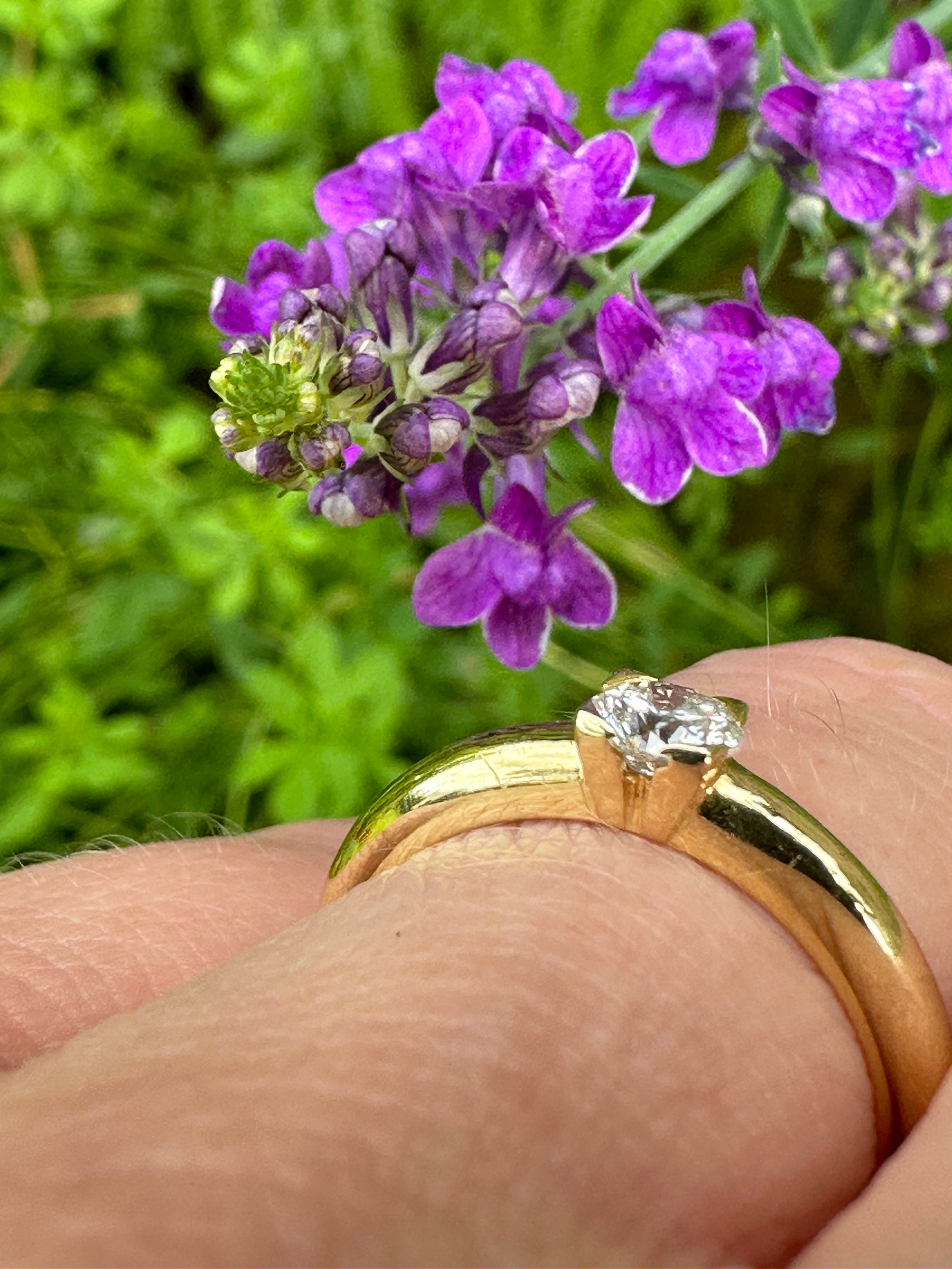 18K Yellow Gold 0.35ct Natural Diamond Ring - Round Brilliant Cut Solitaire Engagement Ring for Women, Perfect for Proposals, Anniversaries & Special Occasions