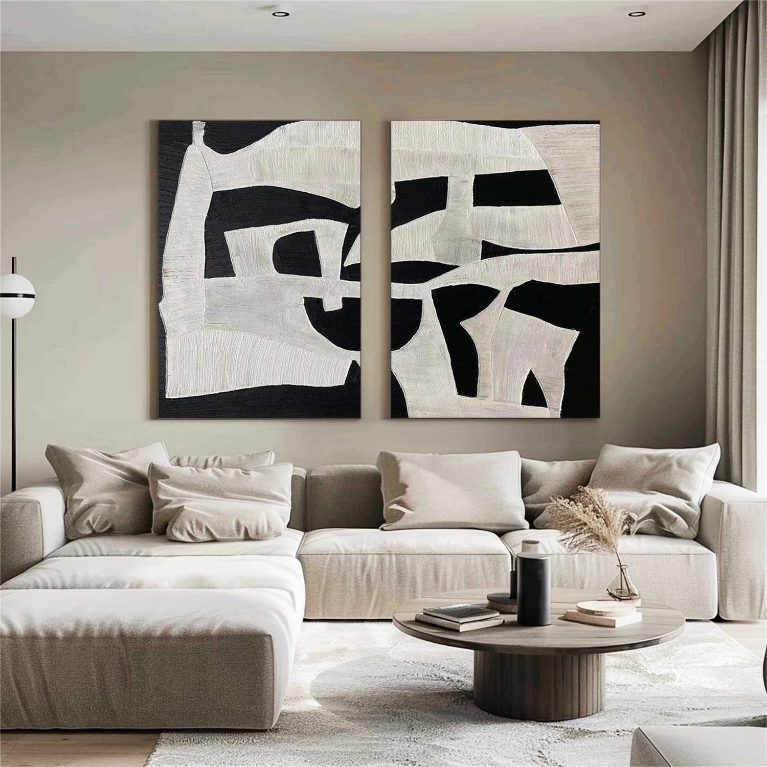 Abstract Tranquility Set of 2 Modern Canvas Wall Art - Minimalist Home Decor for Living Room, Bedroom & Office - #WS022