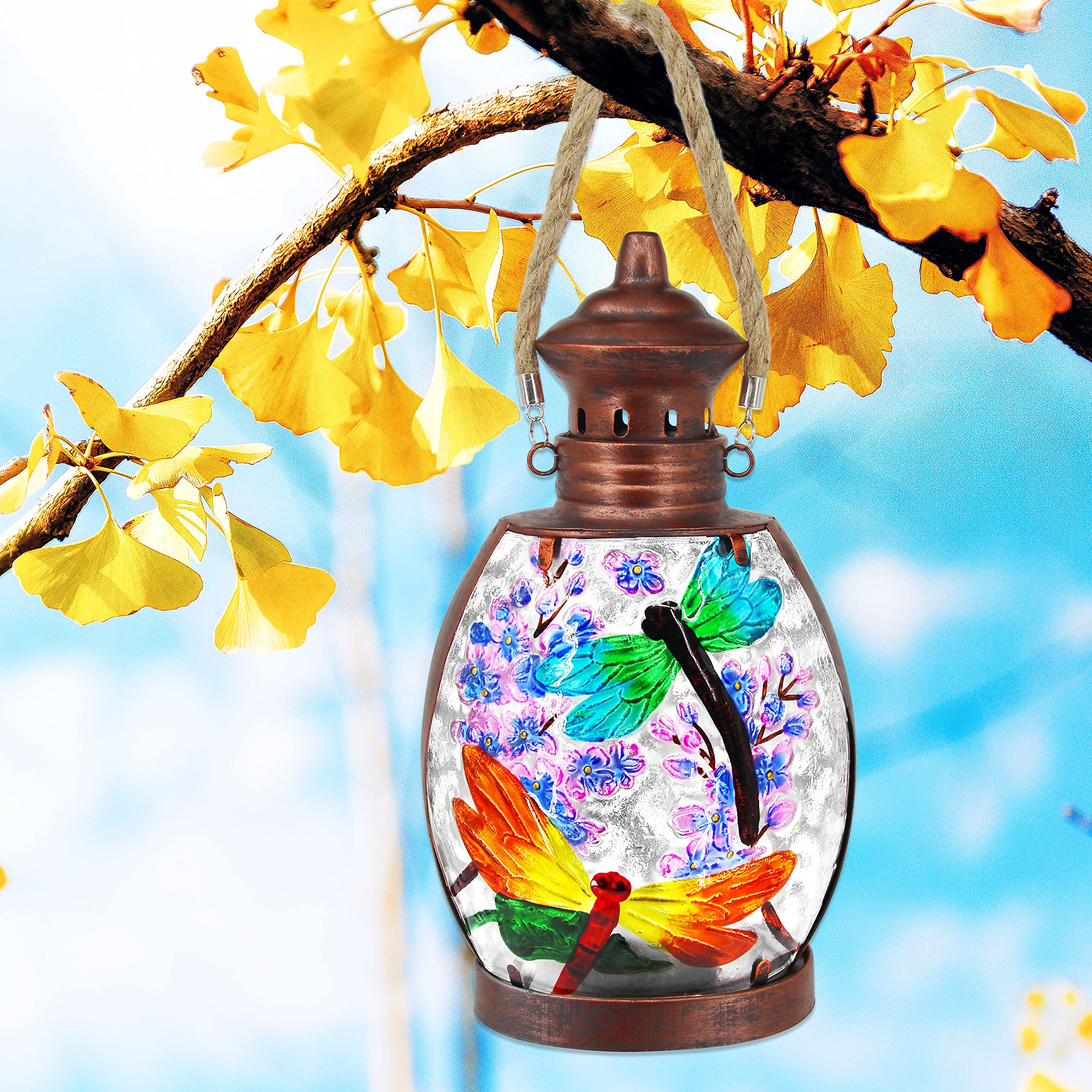Solar Powered Hanging Dragonfly Lantern - Waterproof Outdoor Solar Light for Garden, Yard, Patio Decor | Perfect for Evening Gatherings & Pathway Lighting