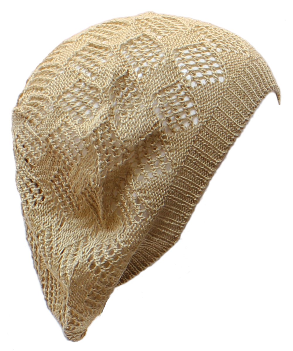 Women's Knit Beanie Beret Hat - Lightweight Fashion Winter Accessory with Crochet Cutouts - Perfect for Cold Weather, Outdoor Activities & Stylish Outfits