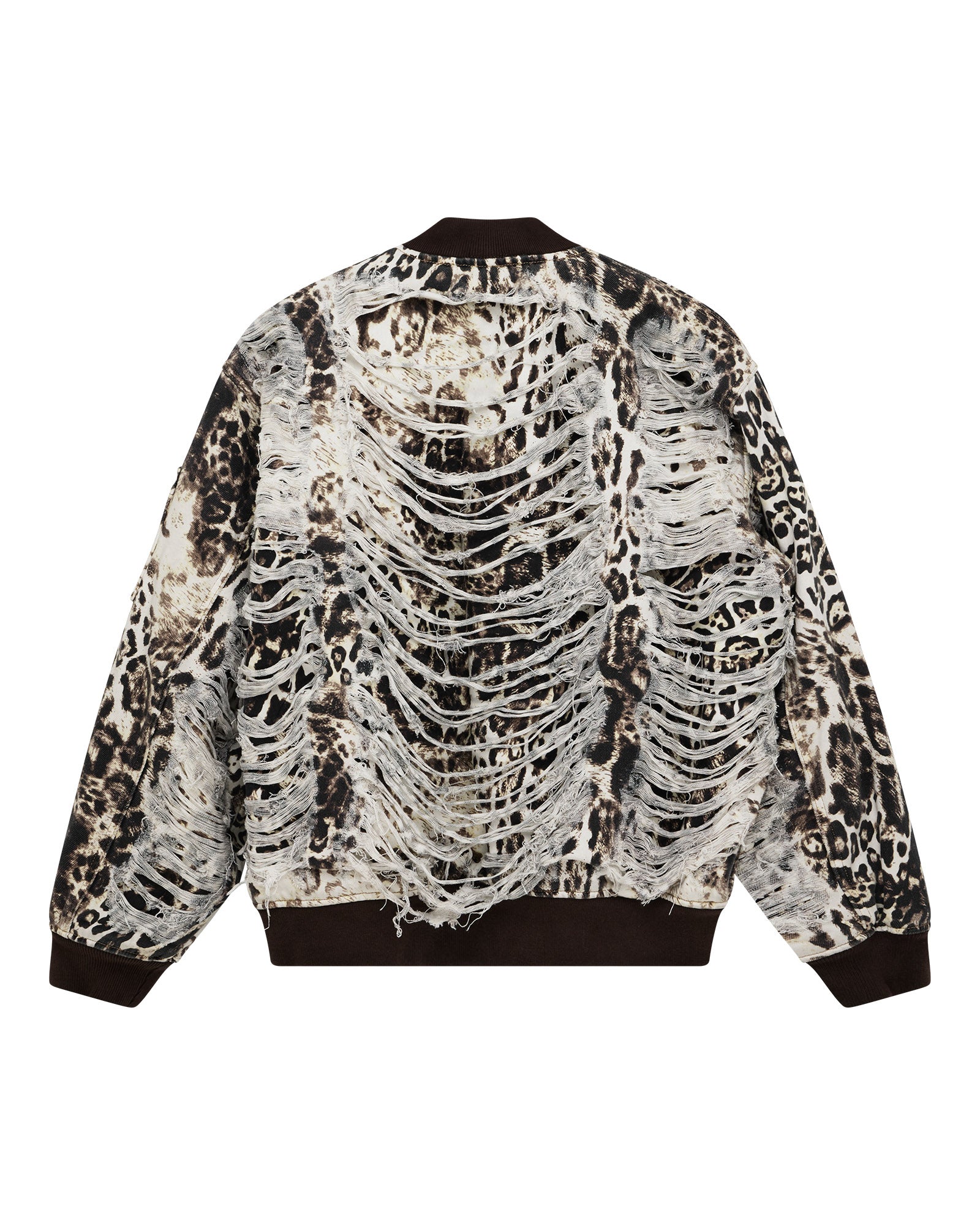 MOWALOLA Cheetah Print Bomber Jacket - Stylish Distressed Denim Coat for Women | Perfect for Streetwear, Casual Outfits & Night Out Looks