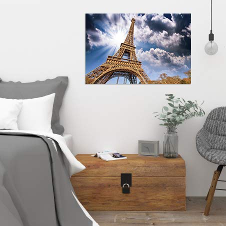 Eiffel Tower Paris France Glossy Poster Print - Large 24x16 Inch Wall Art Decor for Living Room, Bedroom & Office