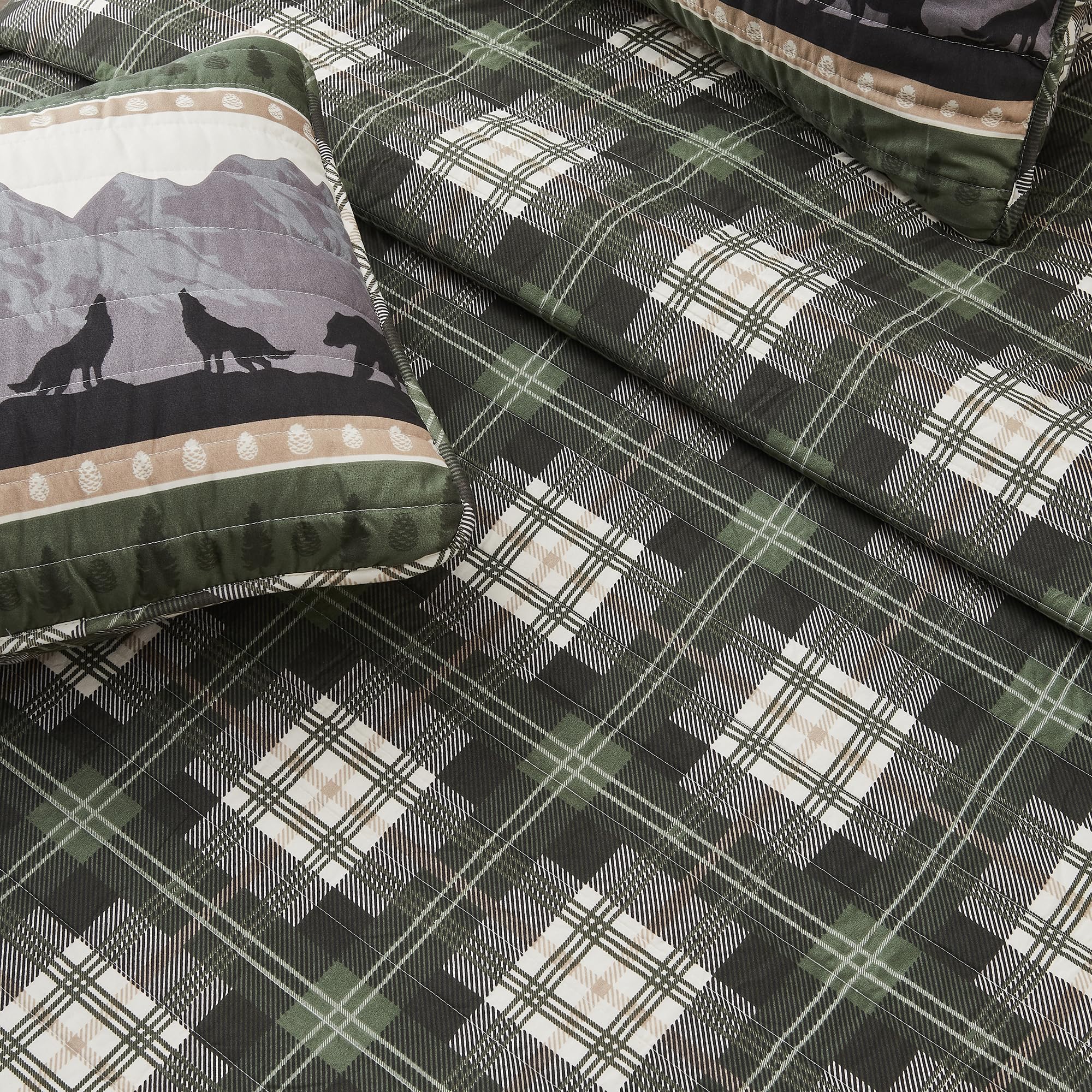 Great Bay Home 3-Piece Reversible Rustic Lodge Bedspread Quilt Set with 2 Shams - All-Season Full/Queen Size in Salt Creek Pattern | Cozy Farmhouse Bedroom Decor for Cabin, Lodge & Guest Room