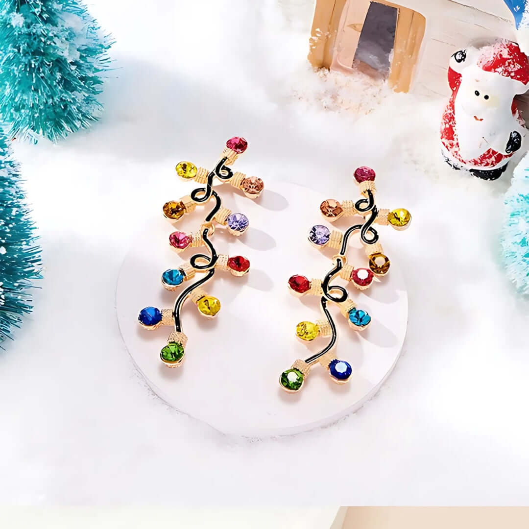 Festive Christmas Light Bulb Drop Earrings - Colorful Holiday Dangle Earrings for Women | Perfect for Christmas Parties, Gift Exchange & Festive Celebrations (D1240)