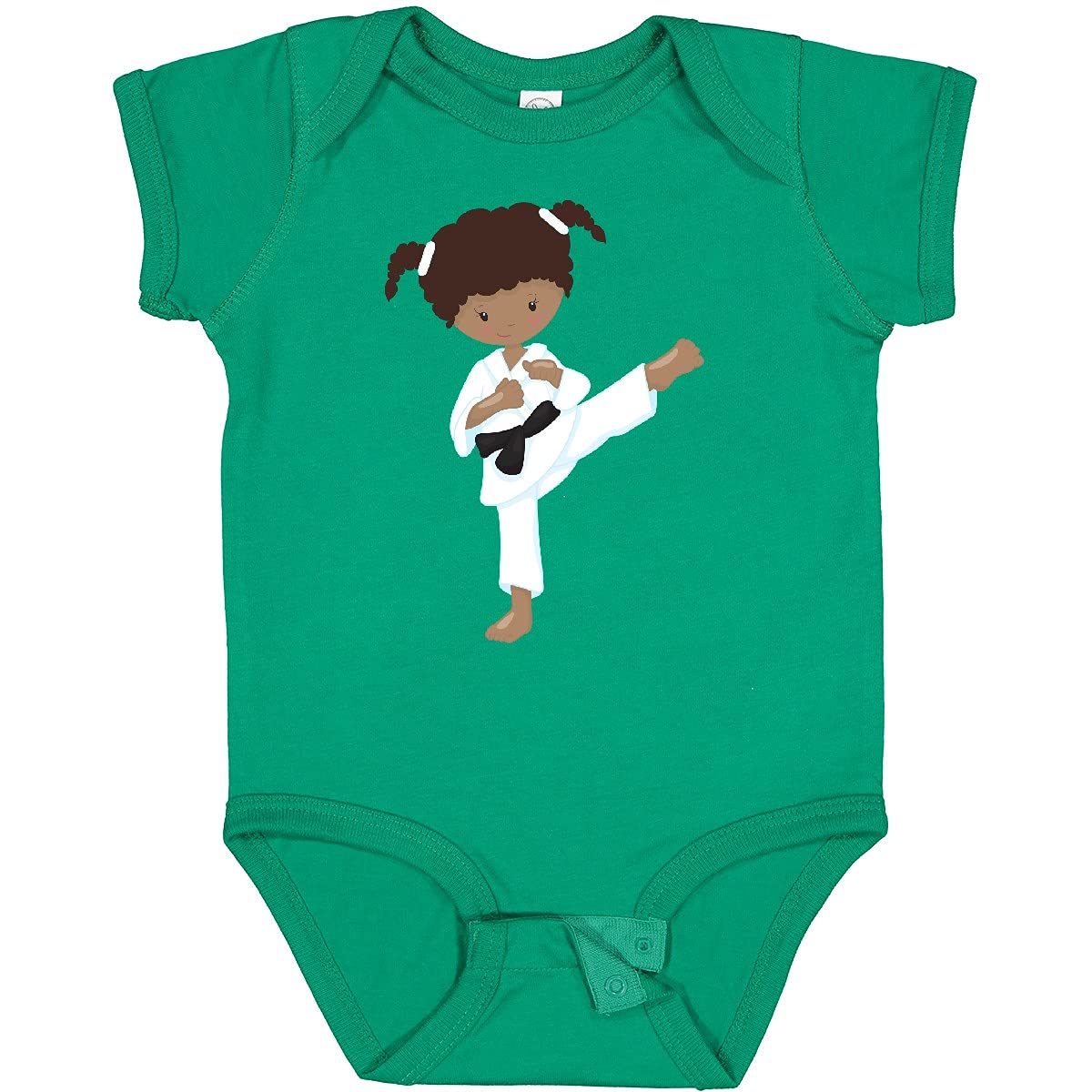 Inktastic African American Girl Karate Girl Black Belt Baby Bodysuit - Cute Martial Arts Outfit for Infants & Toddlers - Perfect for Karate Class, Birthday Gifts & Black History Month