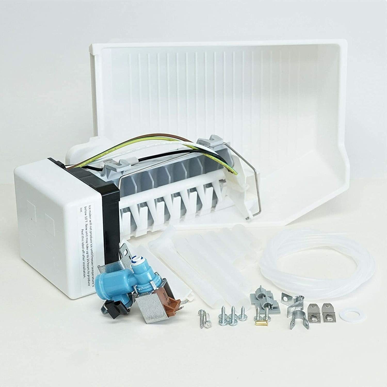 Original Whirlpool Refrigerator Ice Maker Bucket & Valve Replacement Part W10715708 - Compatible with Various Models - Perfect for Kitchen & Home Appliance Repair