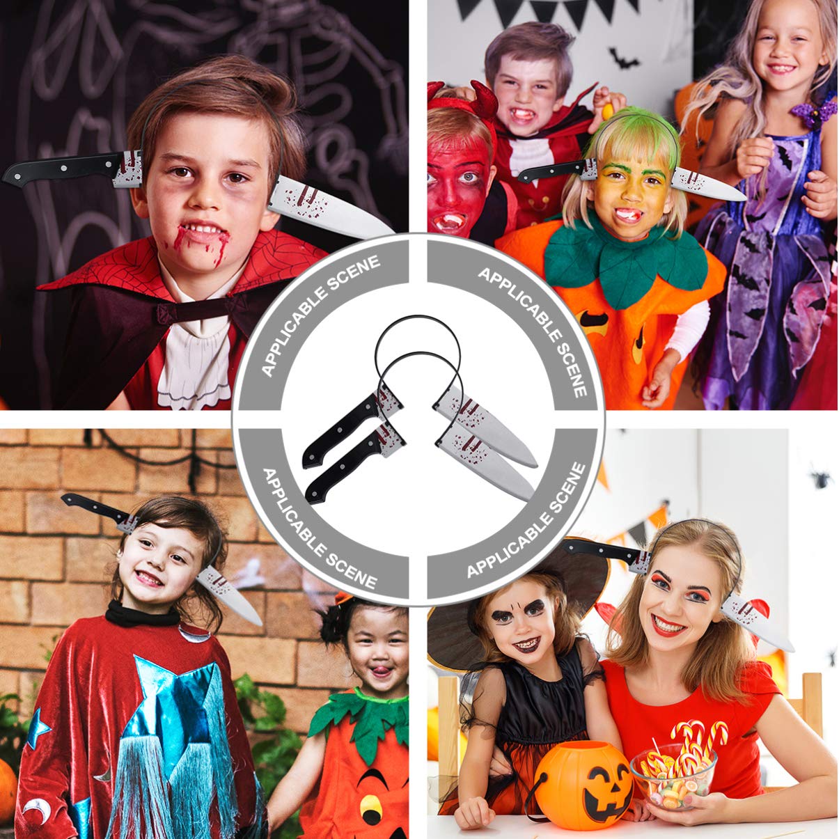 Lurrose 2-Pack Creepy Cosplay Hair Accessories - Sharp Hairpins for Halloween Party Supplies & Costume Props | Perfect for Gothic, Horror Themes and DIY Hairstyling