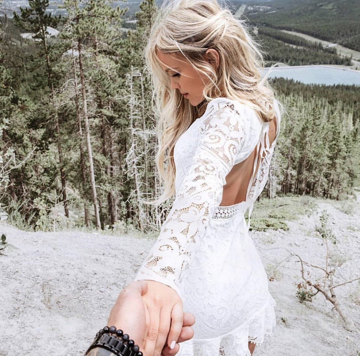 Elegant White Lace Open Back Dress for Women - Summer Boho Chic Maxi Dress - Perfect for Beach Vacation, Date Night & Special Occasions