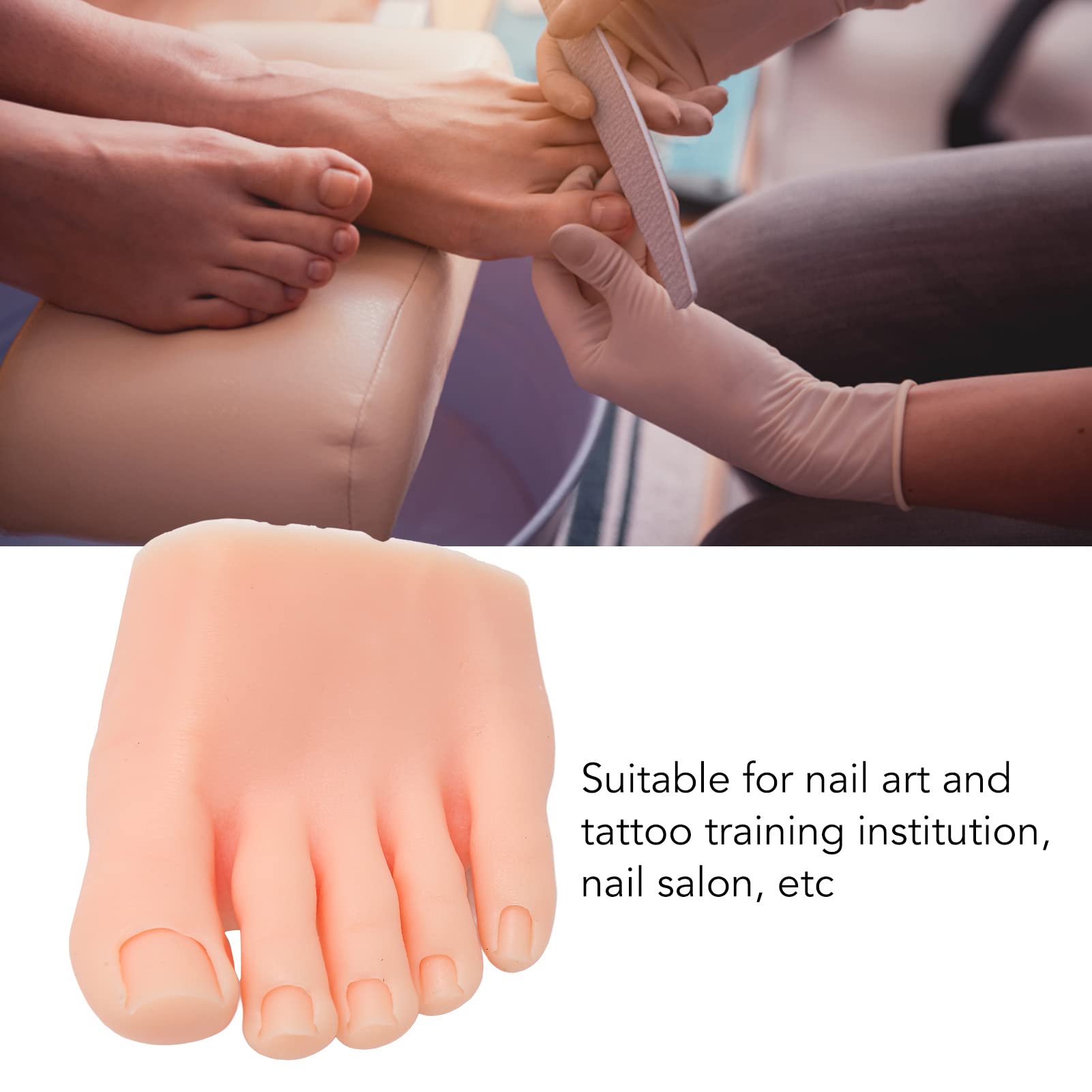 Professional Soft Silicone Prosthetic Foot Model for Nail Art Training - Flexible Practice Foot for Manicurists (Left Foot, Light Skin Tone) | Perfect for Salon Practice, Nail Tech School & Home Use