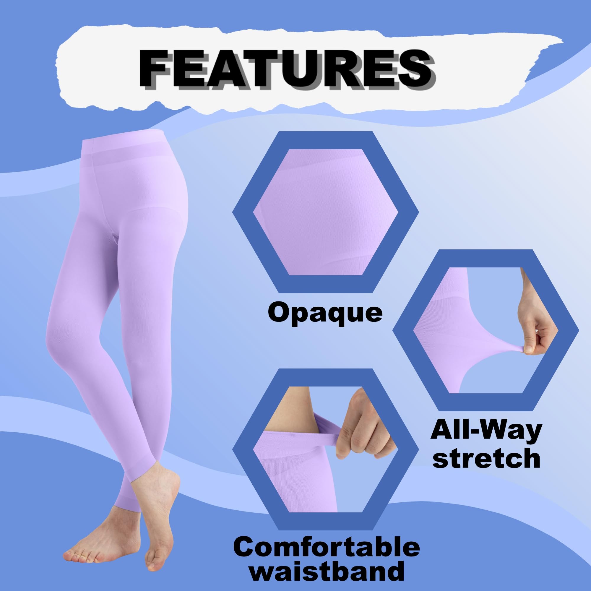 EMEM Women's Solid Color Opaque Microfiber Footless Tights - Stretchy Comfort for Yoga, Workout & Everyday Wear