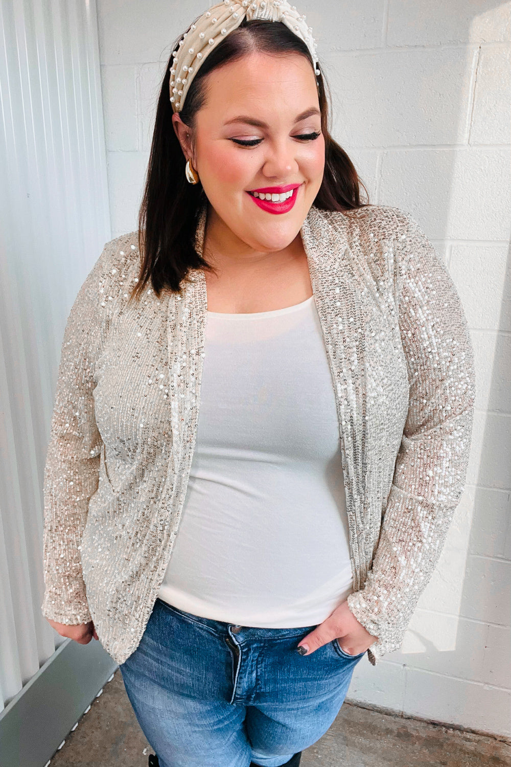 Silver Sequin Open Blazer for Women - Shiny Party Jacket for Evening Events, Club Outings & Special Occasions