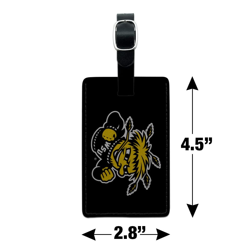 Wichita State University Shockers Logo Rectangle Leather Luggage Tag - Durable ID Card Holder for Travel, Business & Campus Life