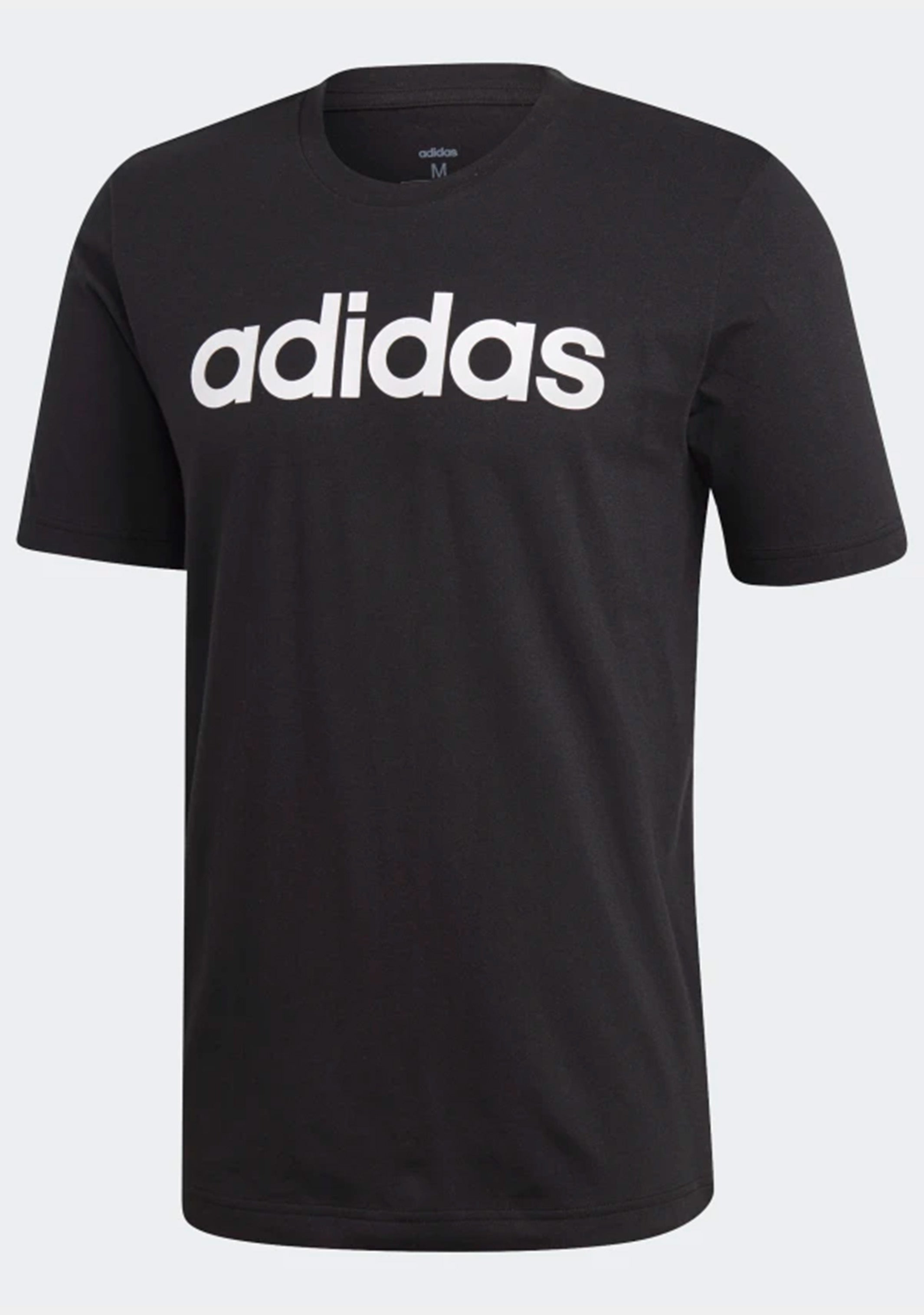 Adidas Men's Linear Logo T-Shirt - Black Cotton Short Sleeve Casual Tee for Gym, Workout & Everyday Wear