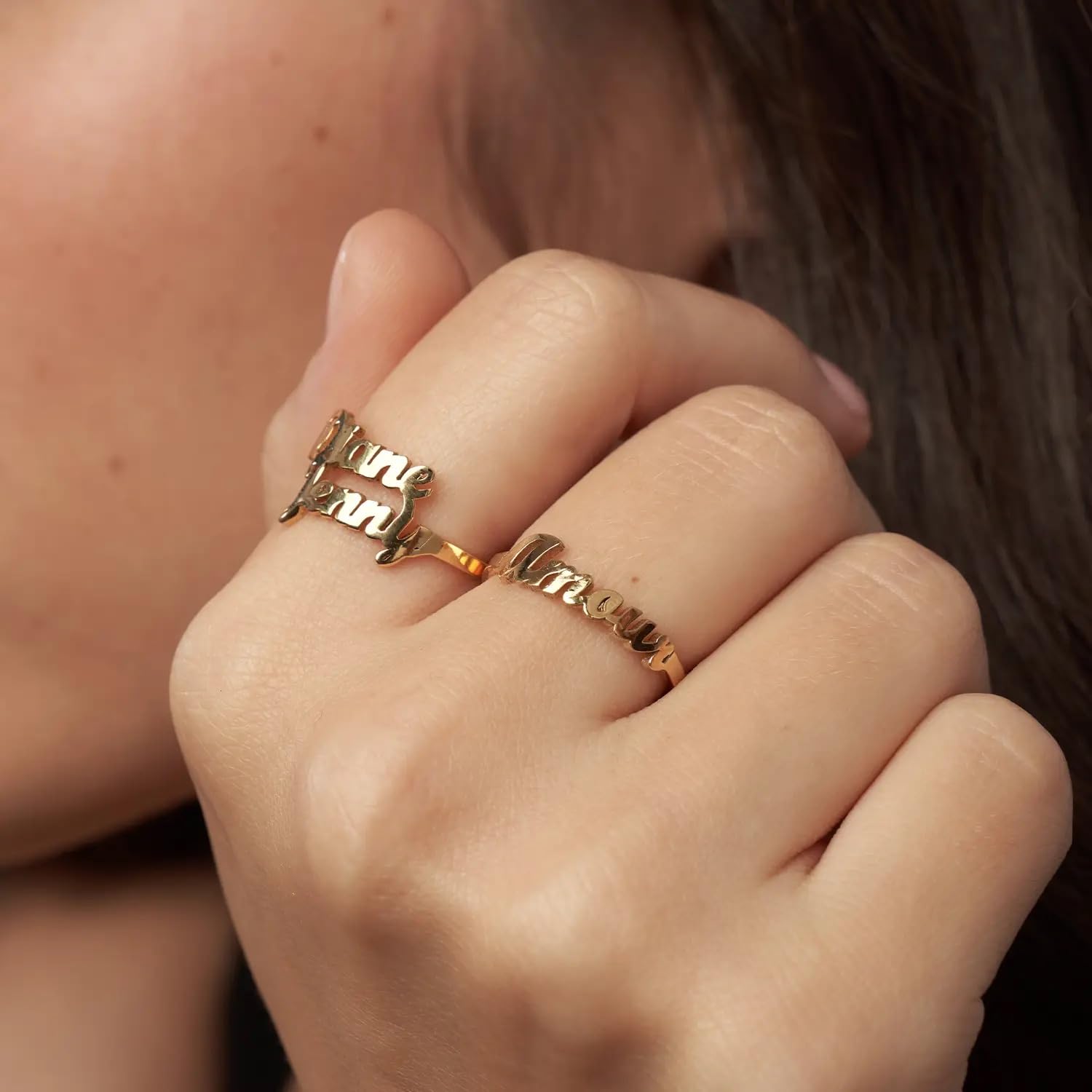 Oak & Luna Custom Name Rings - Personalized Couple Rings in Sterling Silver or Gold Plating - Engrave 1-3 Names - Unique Jewelry Gift for Women, Wife, Mom - Perfect for Anniversaries, Weddings & Valentine's Day