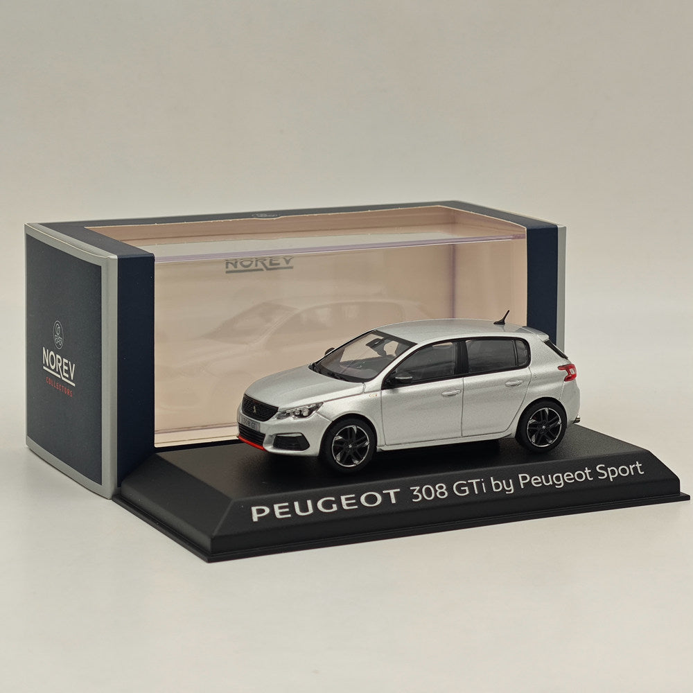 1/43 Scale Norev Peugeot 308 GTi Sport Version Silver Diecast Model Car - Collectible French Sports Car for Display, Gifts & Racing Enthusiasts