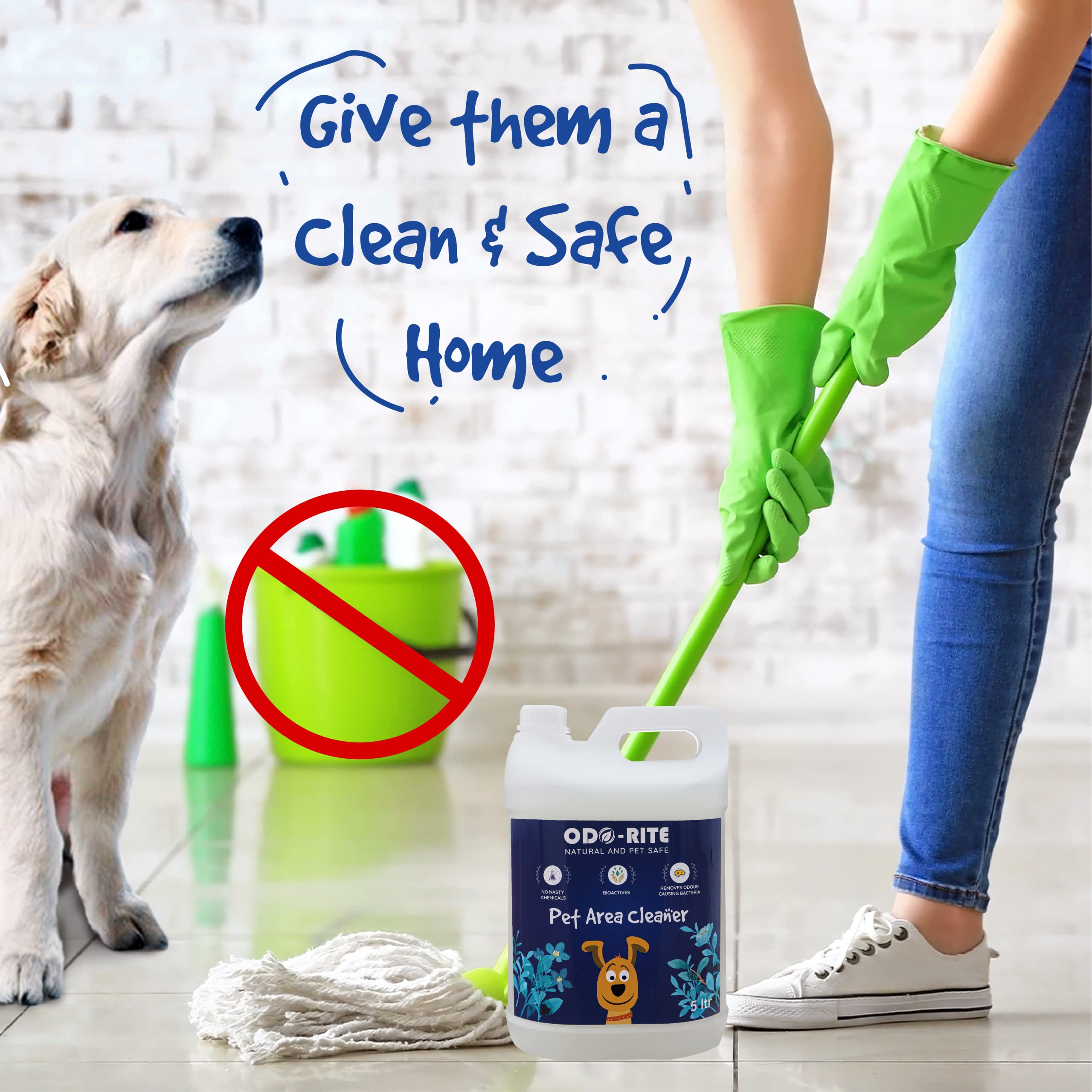 ODO-RITE Natural Bio-Technological Pet Area Cleaner - Kennel Wash, Floor Cleaner for Pets - 5L Non-Toxic & Safe for Pets & Kids | Ideal for Dog Kennels, Pet Floors & Animal Care Areas
