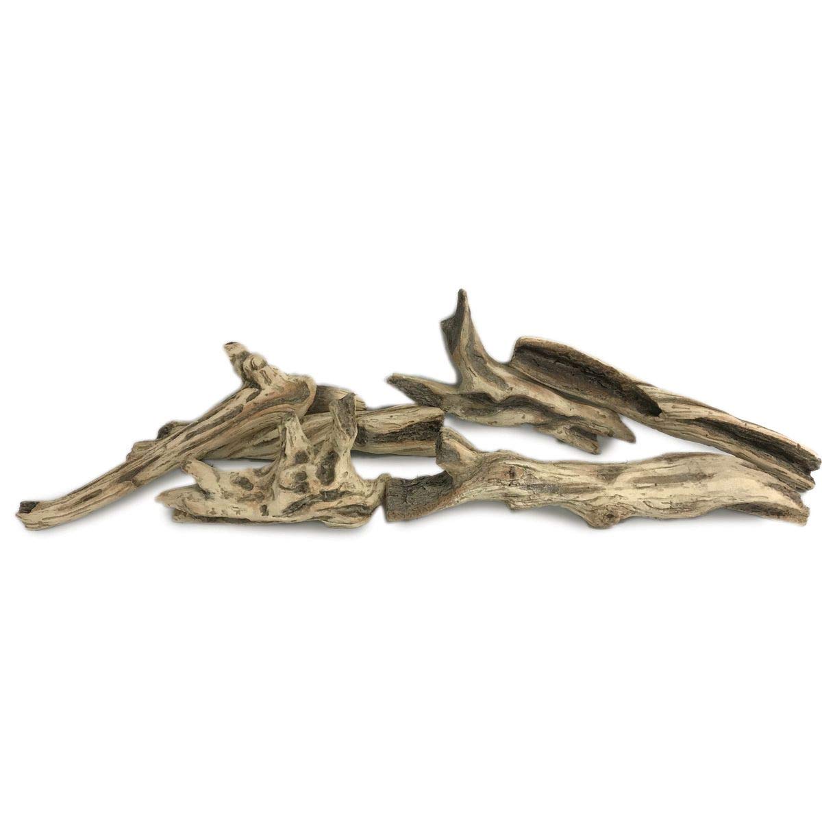 Enhance A Fire 6-Piece Driftwood Ceramic Fiber Log Set - Realistic Fireplace Decoration for Indoor/Outdoor Use - Perfect for Patio, Living Room, and Camping