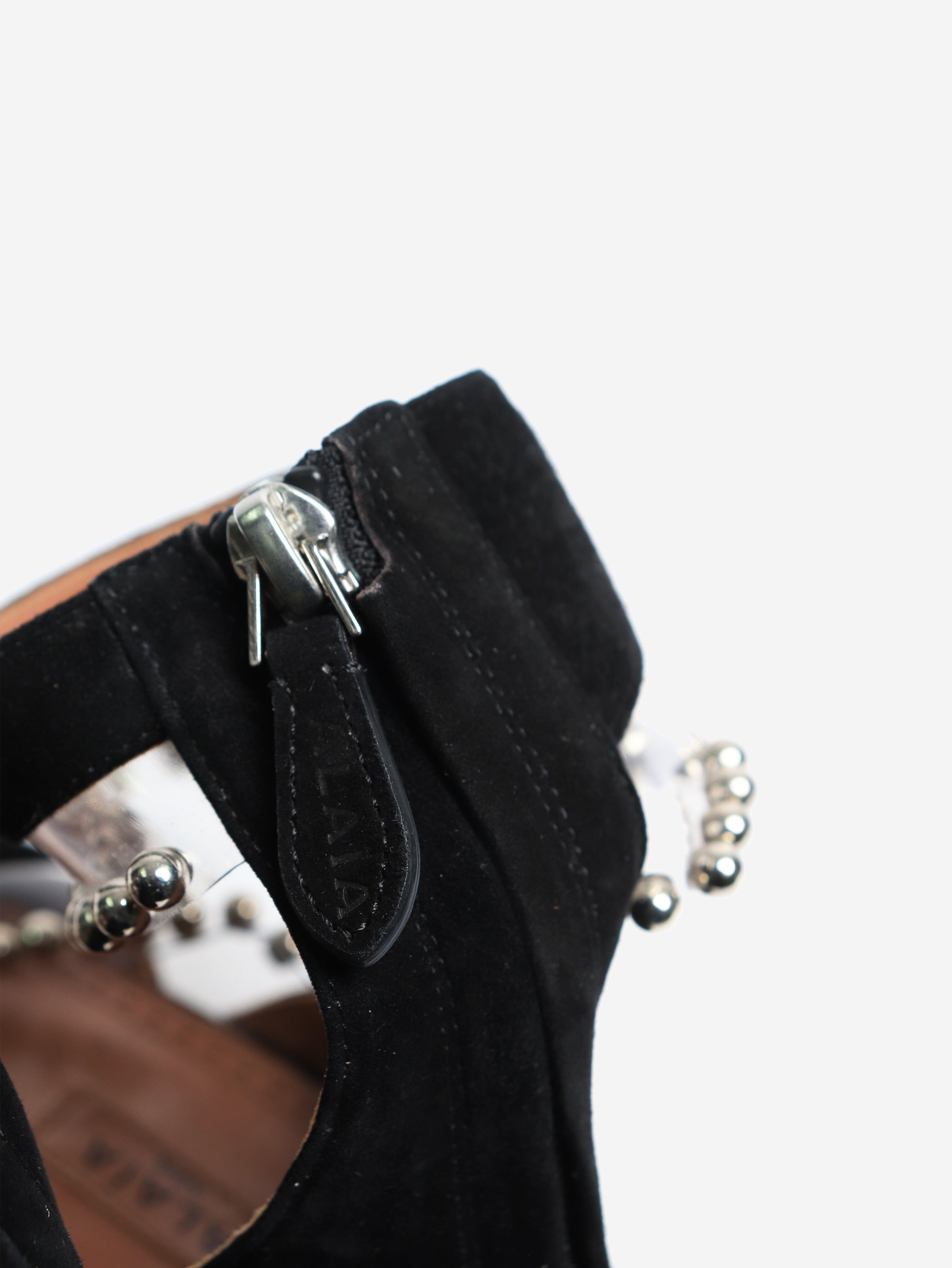 Black Suede Beaded Sandals for Women - Size EU 39 (UK 6) - Comfortable Summer Beach Wedding Party Shoes