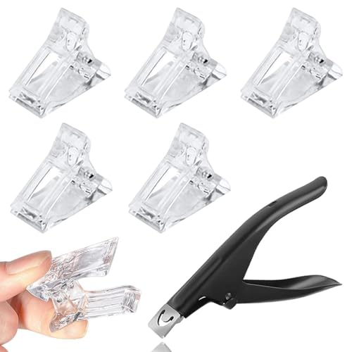 5 PCS Nail Tips Clips & 1 Nail Cutter Set for Polygel Nails - Professional Manicure Tools for DIY Nail Art at Home or Salon