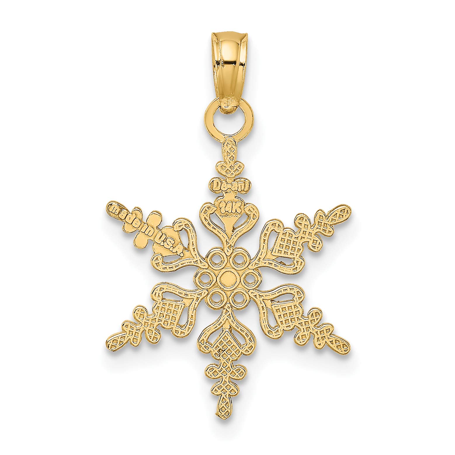 14K Solid Yellow Gold Snowflake Necklace - Elegant Winter Jewelry Pendant for Christmas Gifts & Holiday Parties